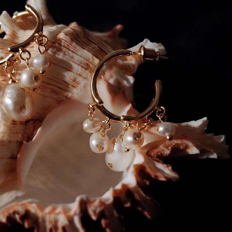 French Vintage Tassel Baroque Pearl Earrings