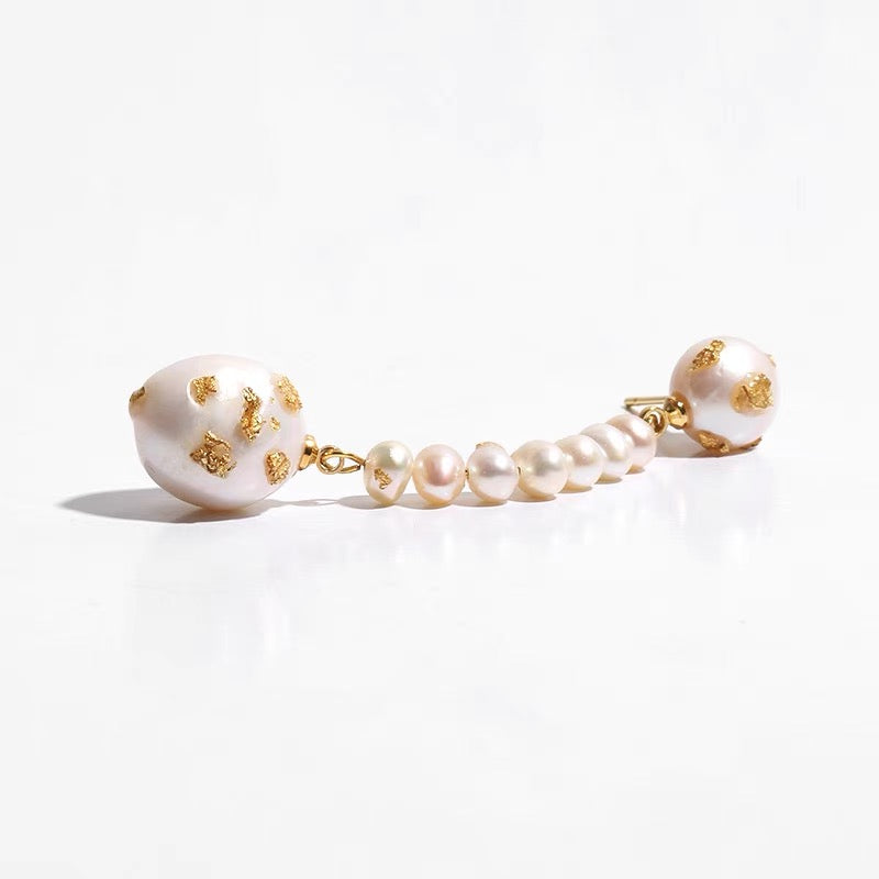 French Retro Beaded Light Luxury Baroque Pearl Earrings