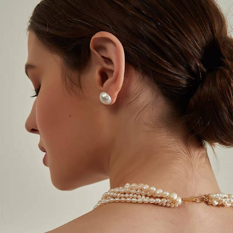 Aurora Freshwater Baroque Pearl Stud Earrings