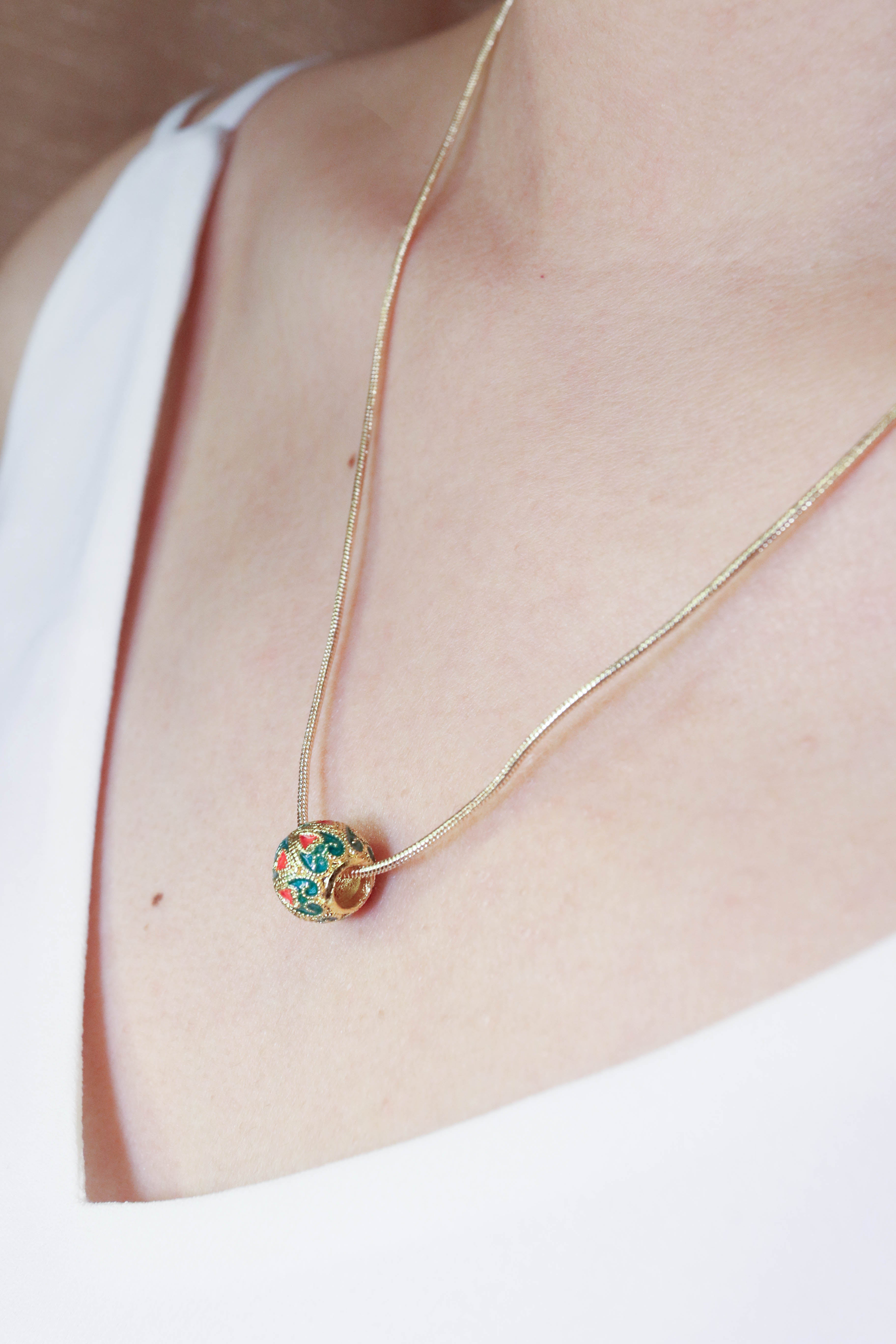 Cloisonne -18k Gold Handmade Necklace