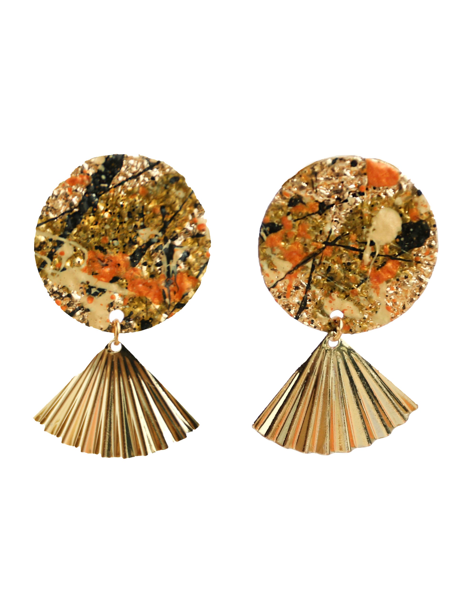 Pollock-Golden Temperament Vintage Handmade Earrings+Golden Fan-Shaped