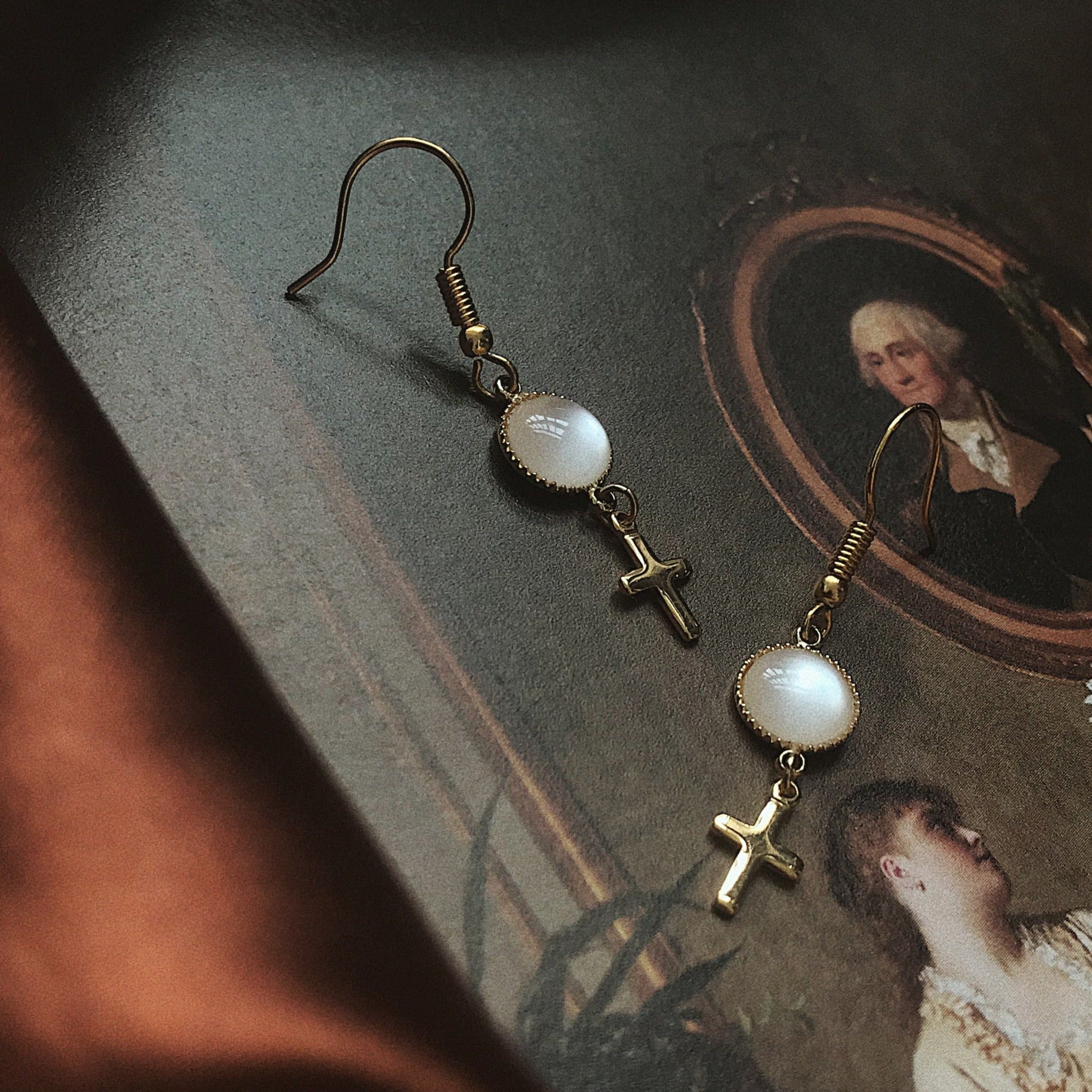 Opal Cross Handmade Earrings