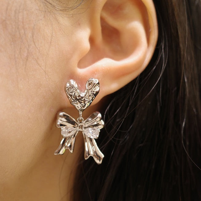 Original Design Textured Silver 925 Asymmetrical Handmade Ear Clips