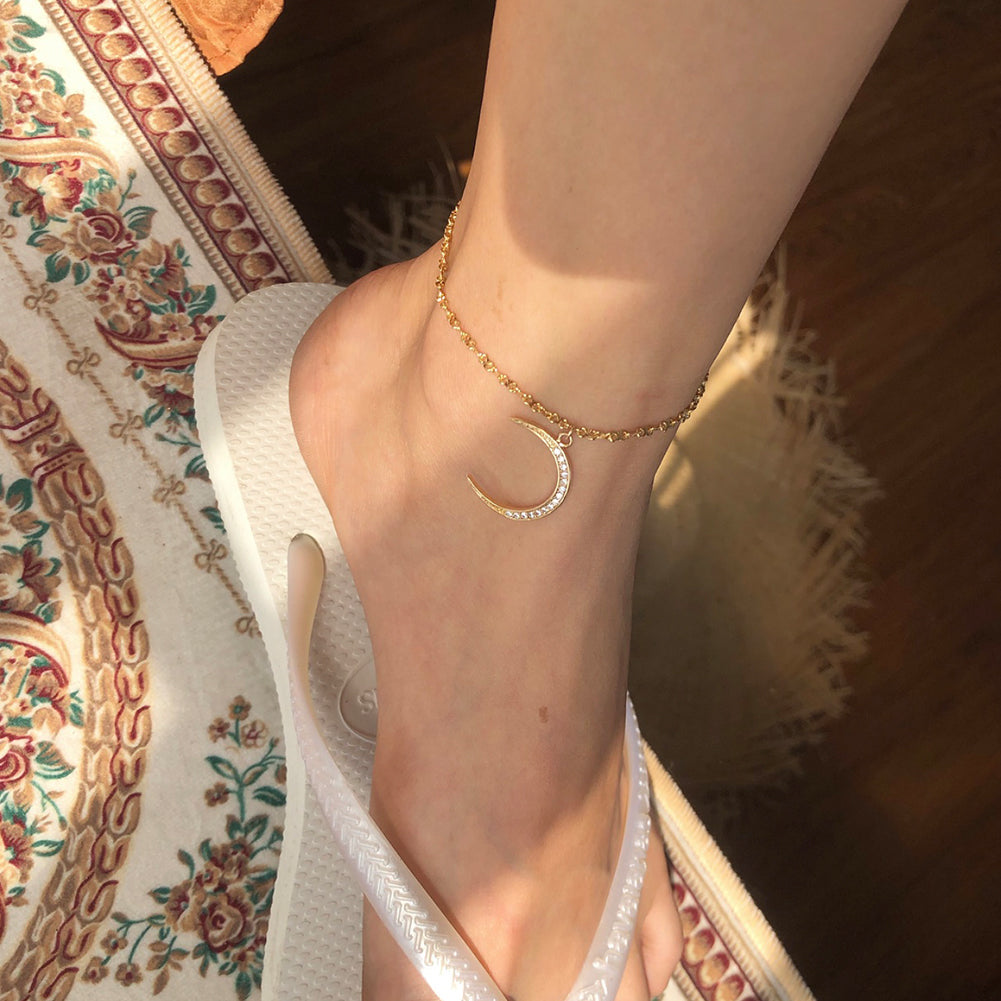 Moon Pendant Handmade Anklet