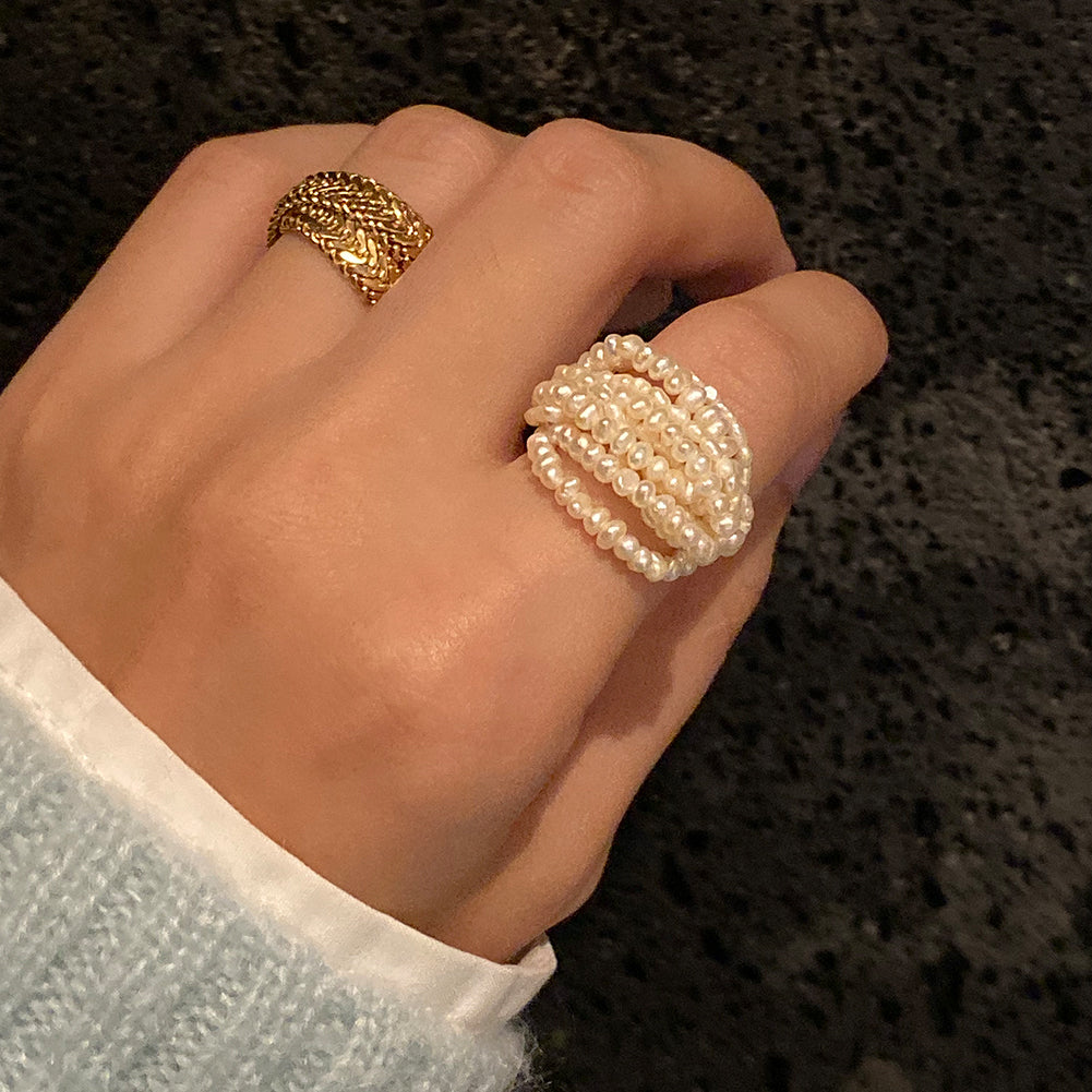 Handmade Multilayer Freshwater Pearls Ring