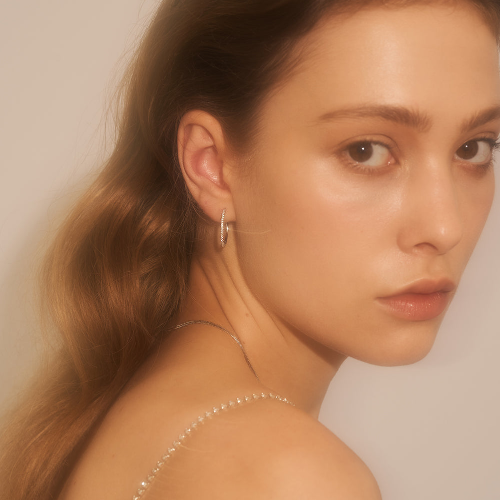 Bright Streamer Tiny Diamond Earrings-Thin