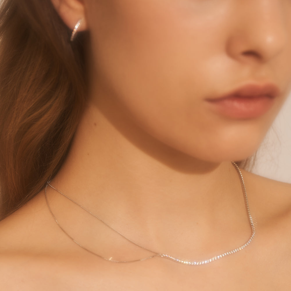Double Shiny Silver Necklace