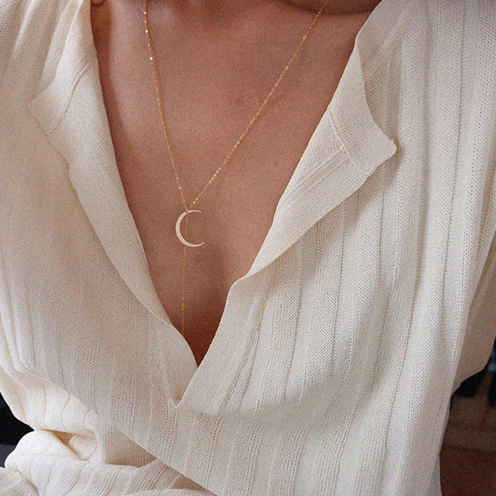 14k Gold Handmade Moon Necklace