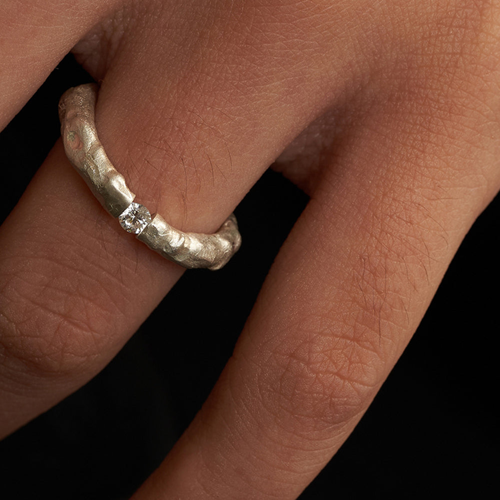 Handmade Suspended Silver Ring
