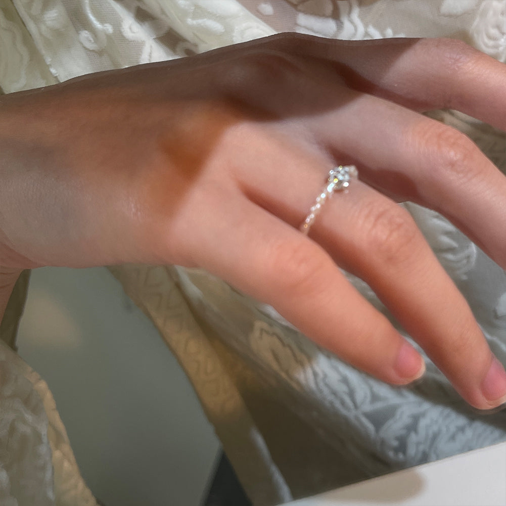 Polaris Pearl And Diamond Handmade Ring