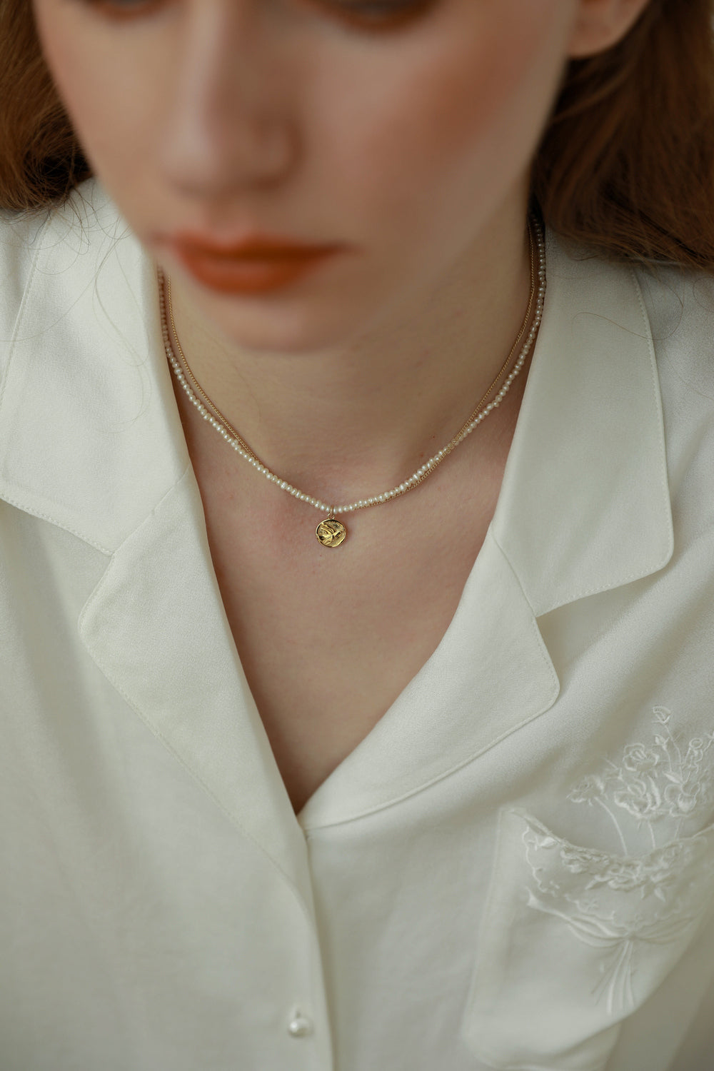 Pigeon 14k Gold And Pearl Double Necklace