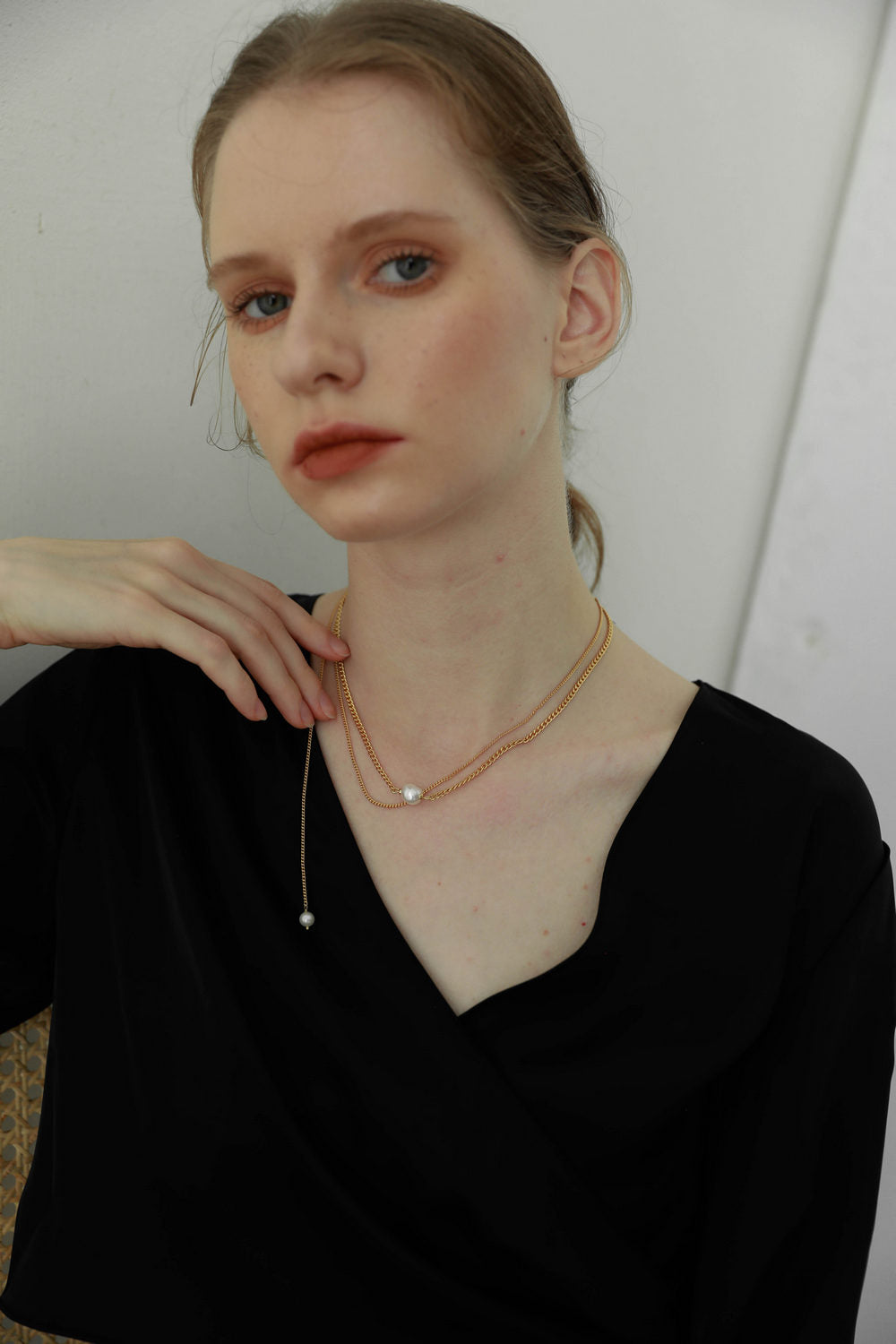 Baroque Pearl Side Extension Simple Sweater Chain/Necklace