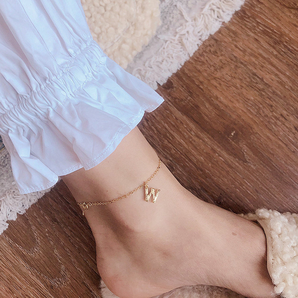 14k Gold 26 Letters Handmade Anklet