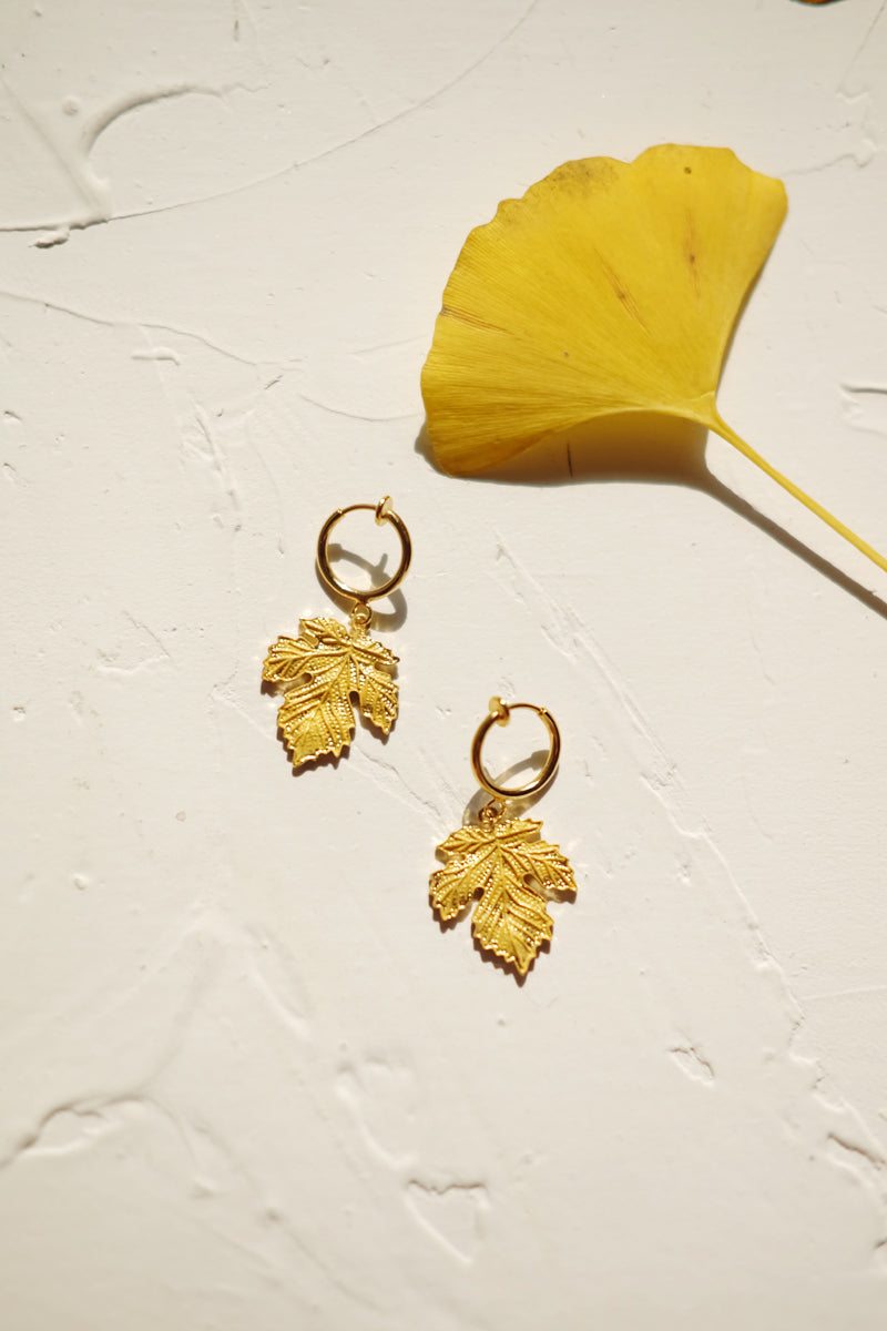 Autumn - Hand Painted Sycamore Leaf Handmade Earrings