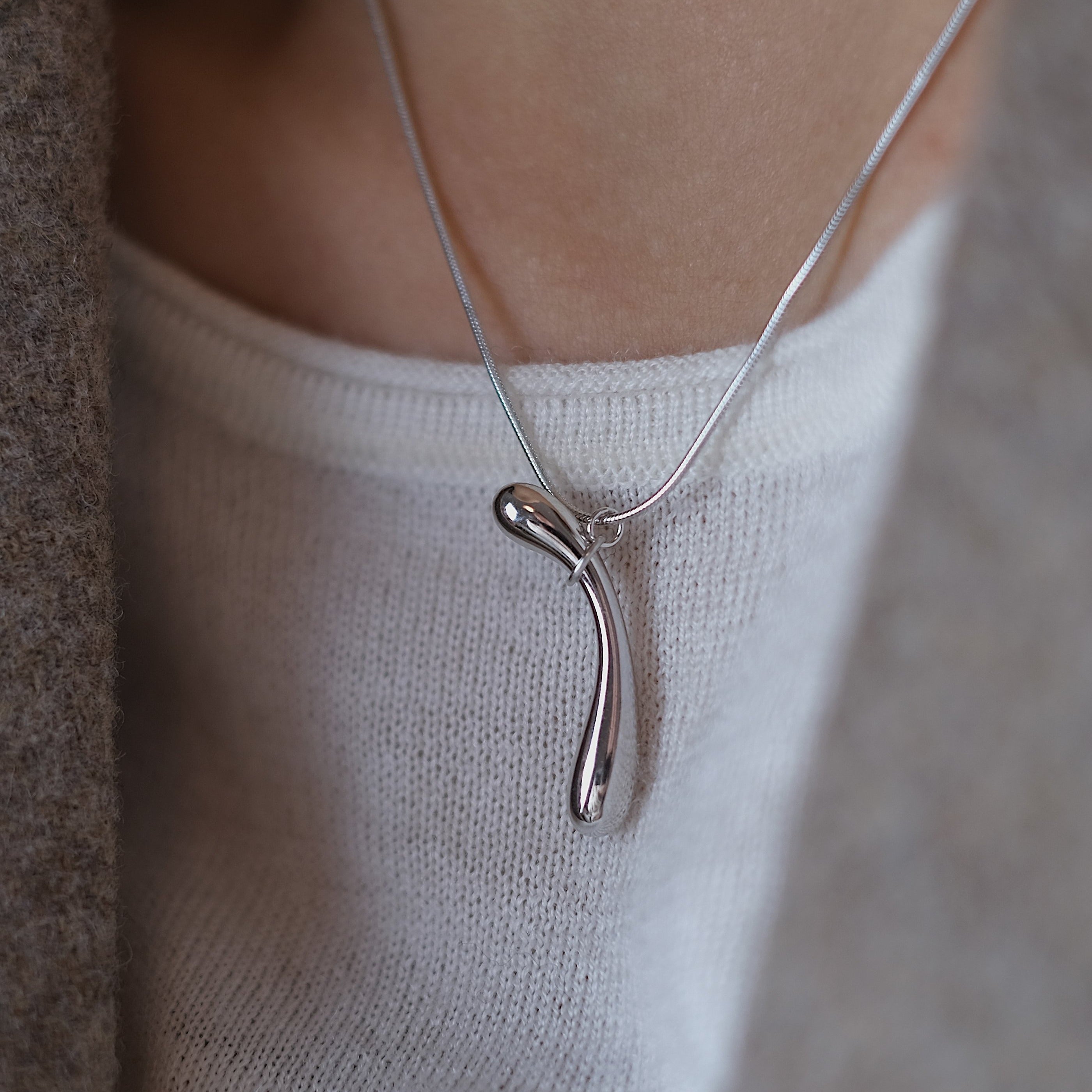 Irregular Snake Bone Sterling Silver Necklace