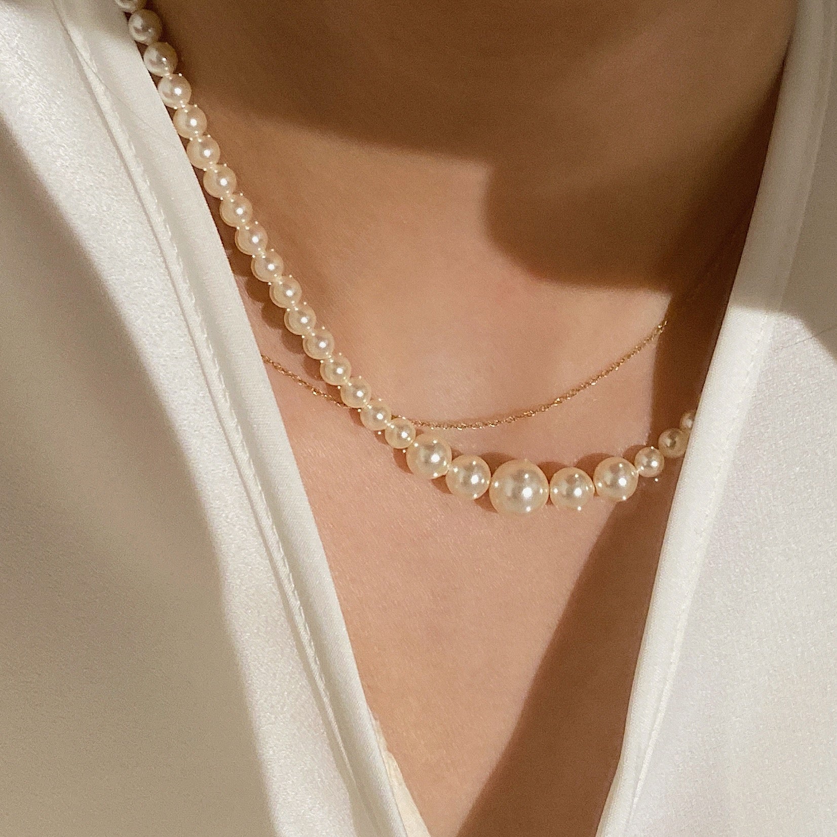 Handmade Artificial Pearls 14K Gold-Covered Necklace