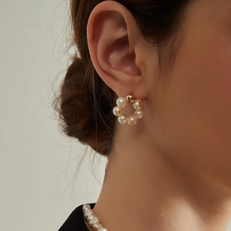 Influencer Program Sweet Baroque Pearl Golden Flower Earrings