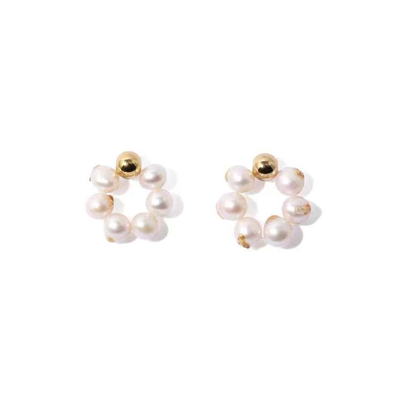 Influencer Program Sweet Baroque Pearl Golden Flower Earrings