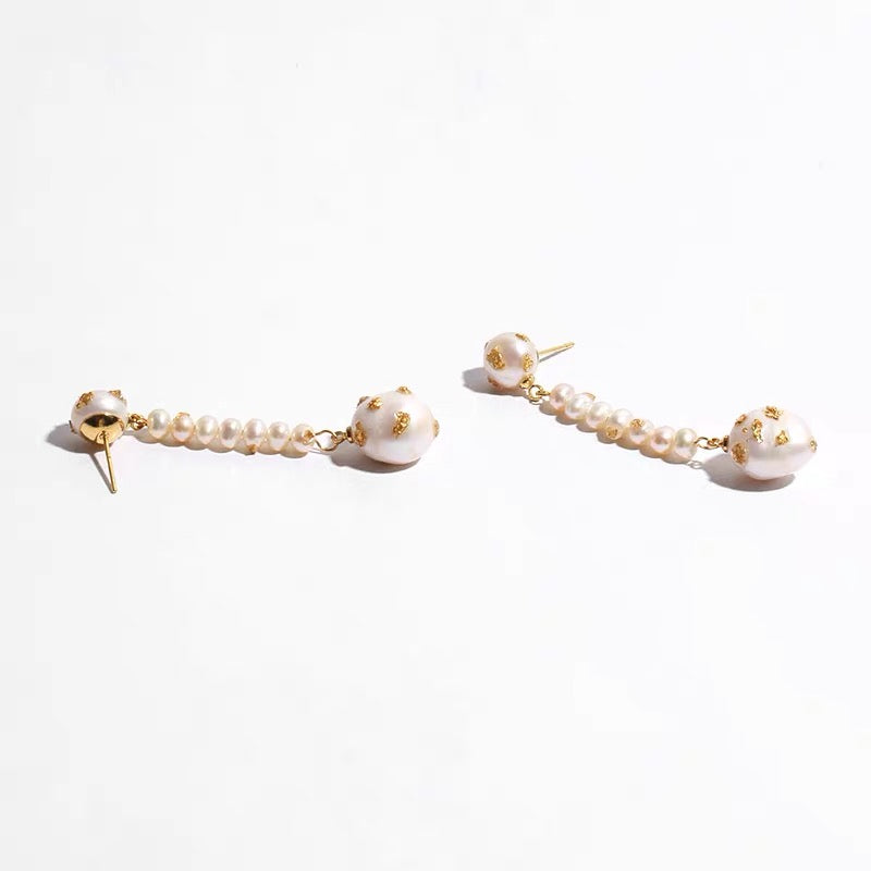 Influencer Program French Retro Beaded Light Luxury Baroque Pearl Earrings