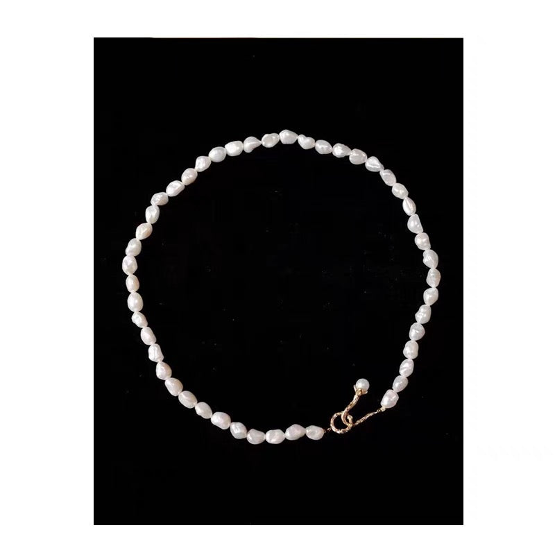 Special-shaped Baroque Pearl Necklace & Natural Sterling Silver Necklace