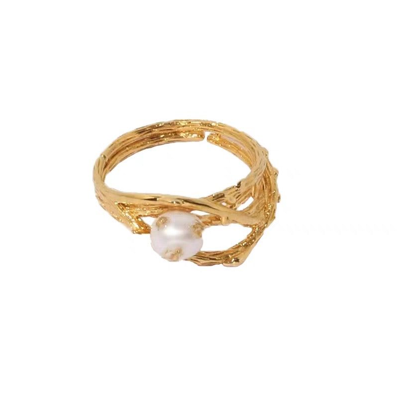 Baroque Pearl Gold Open Ring