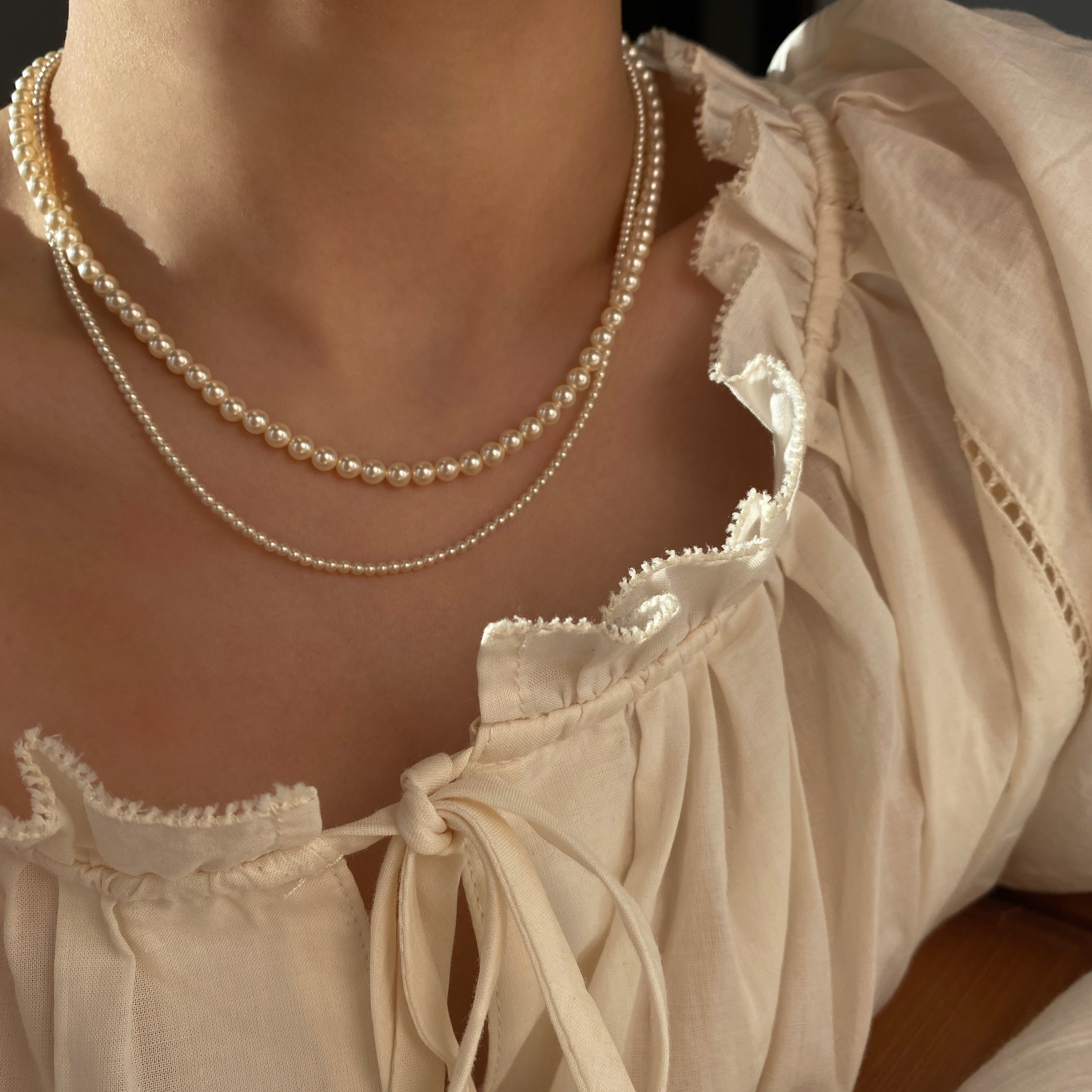 Handmade 14K Gold-Covered Pearl Necklace