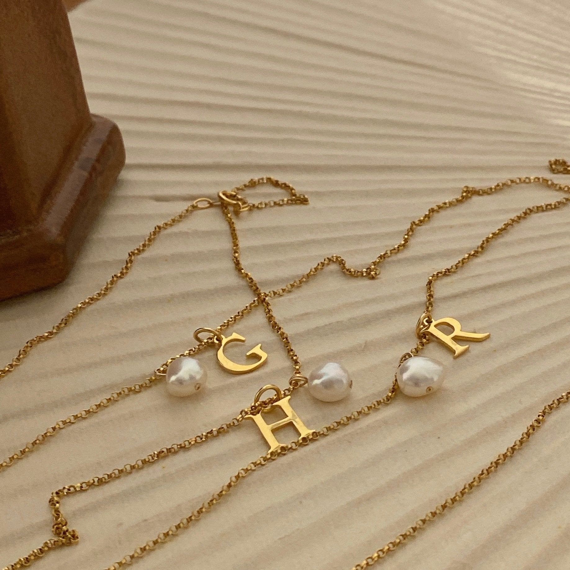 Handmade Natural Baroque Pearl Letter Necklace