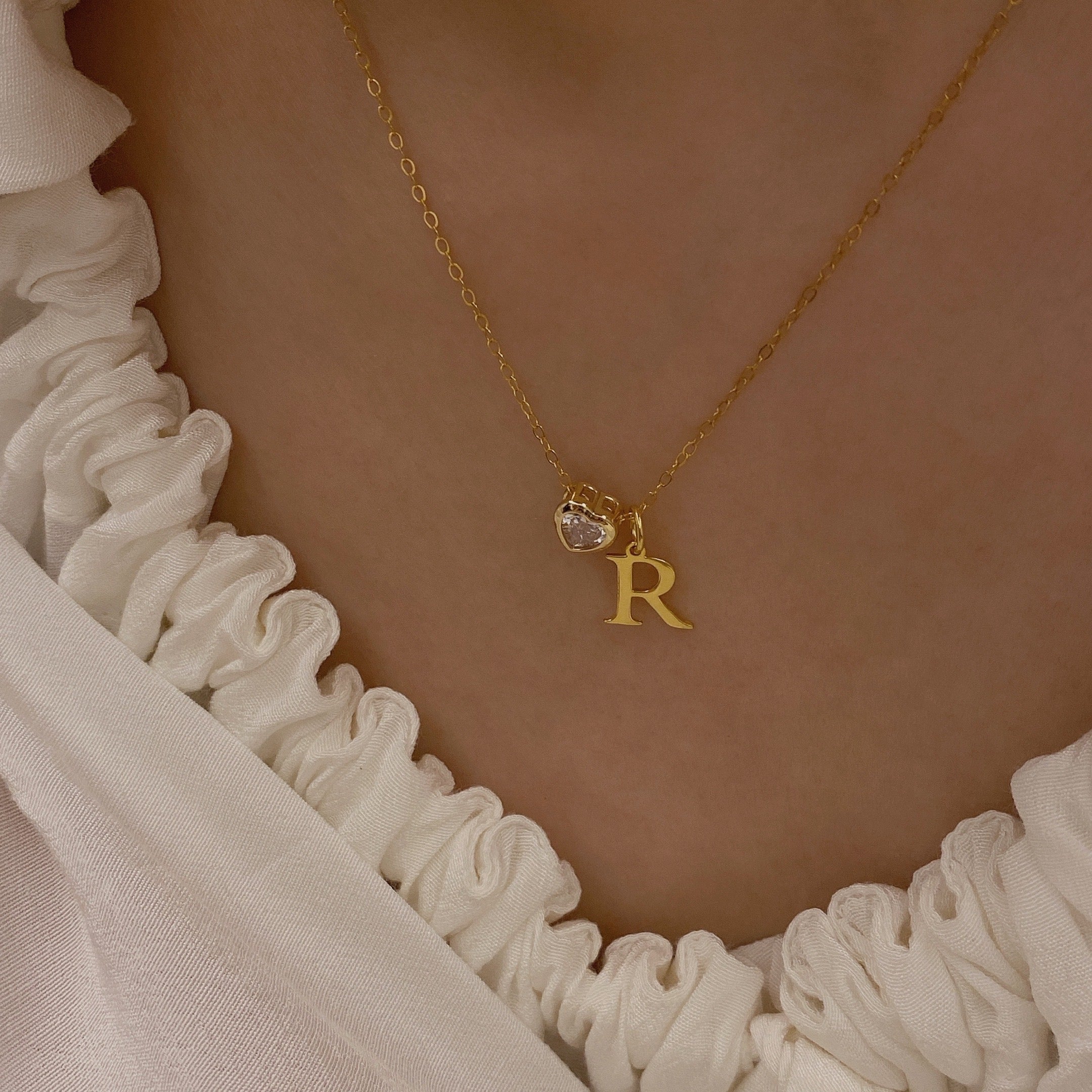 Original Design Love Zircon Letters 14k Gold Clad Handmade Necklace