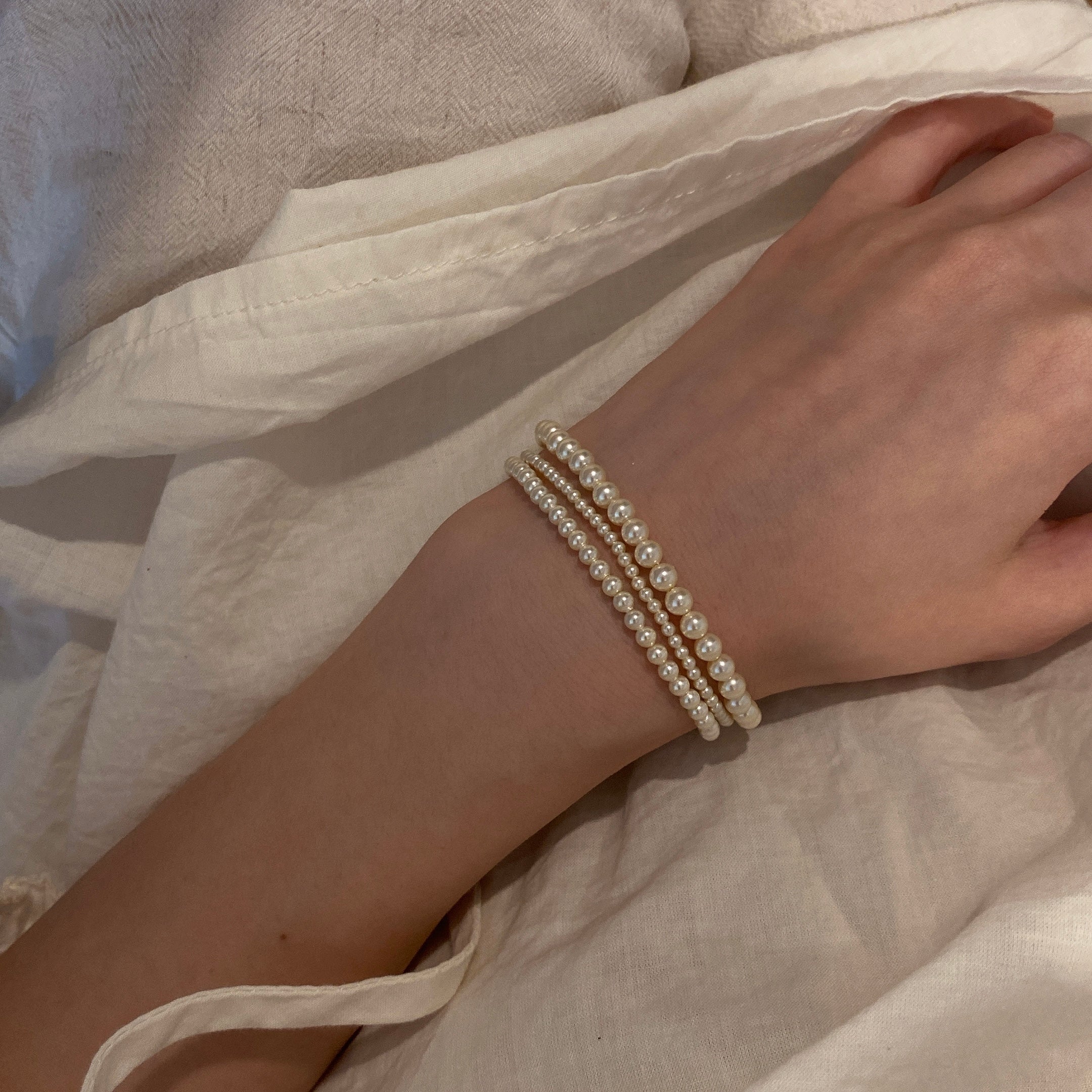 Handmade Vintage Classic 14K Gold Clad Pearl Bracelet