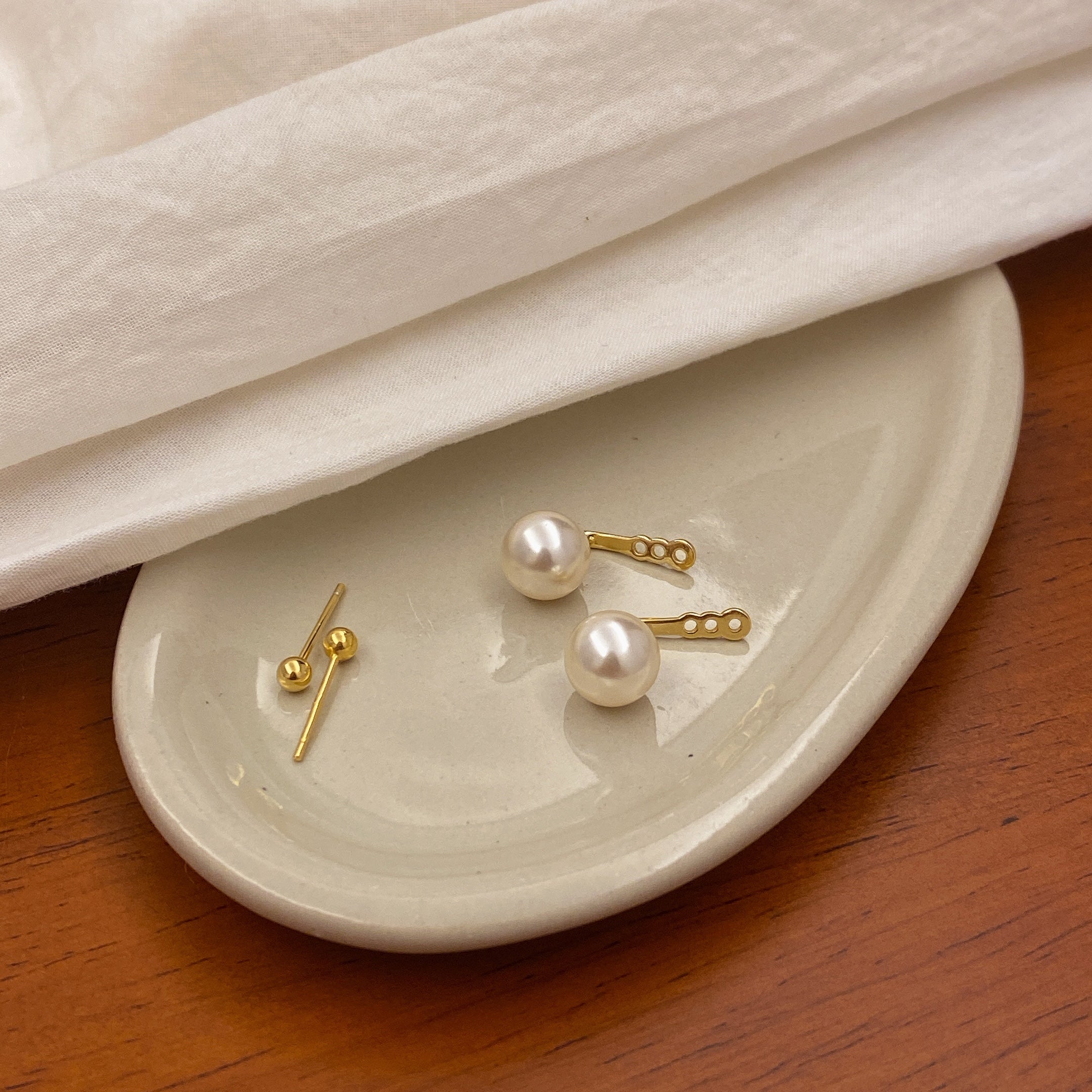 Pearl Sterling Silver Gold-Plated Handmade Earrings