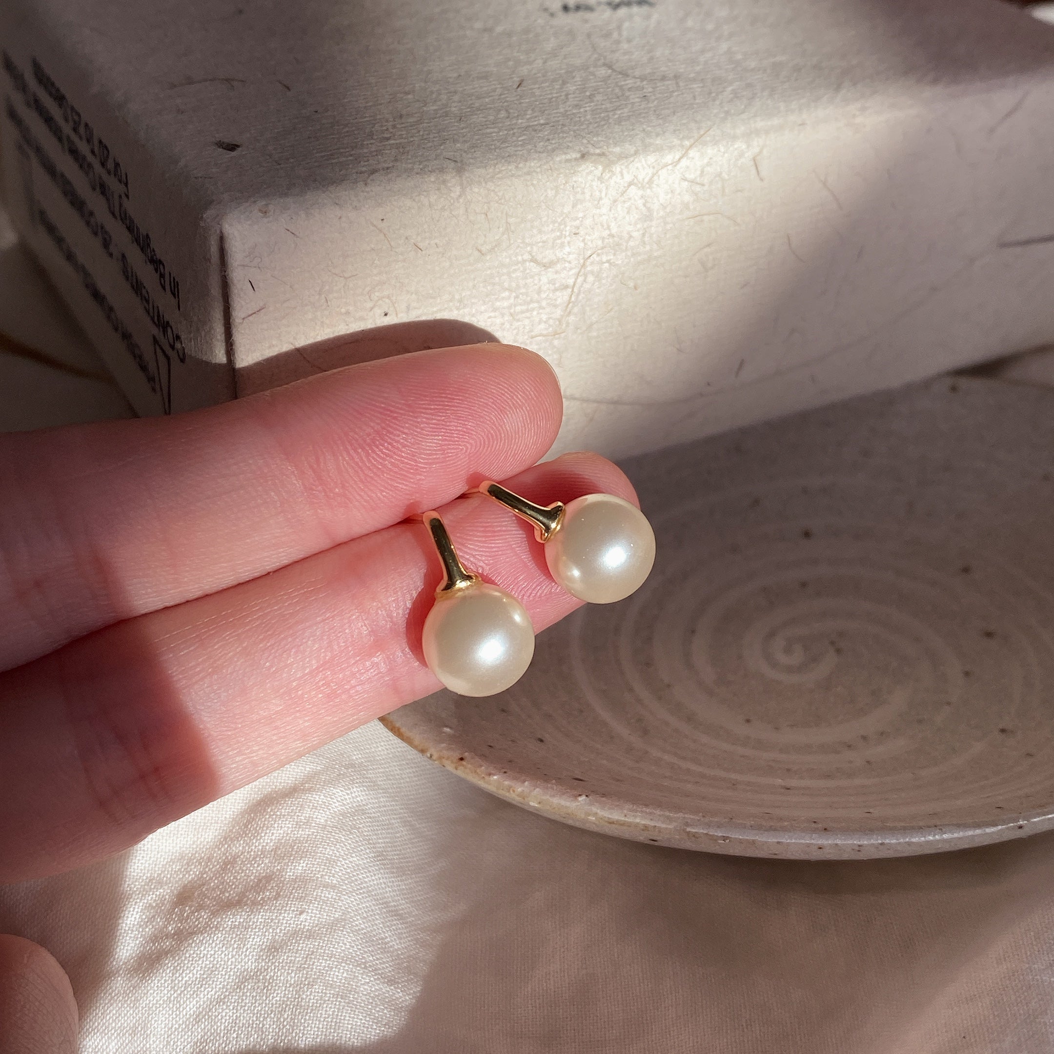 Matching Round Pearl 925 Sterling Silver Handmade Earrings