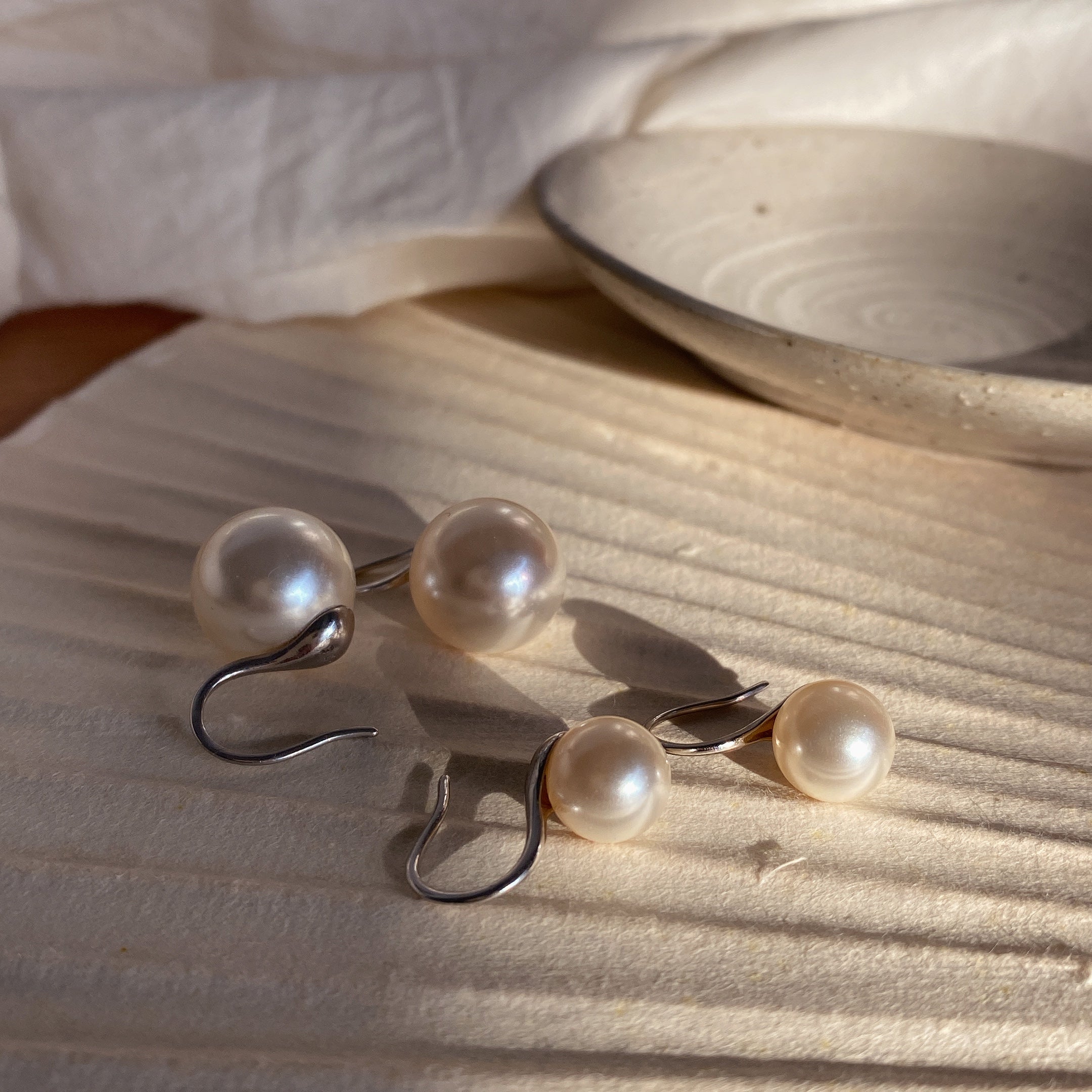 Classic Vintage Round Pearl S925 Sterling Silver Handmade Earrings