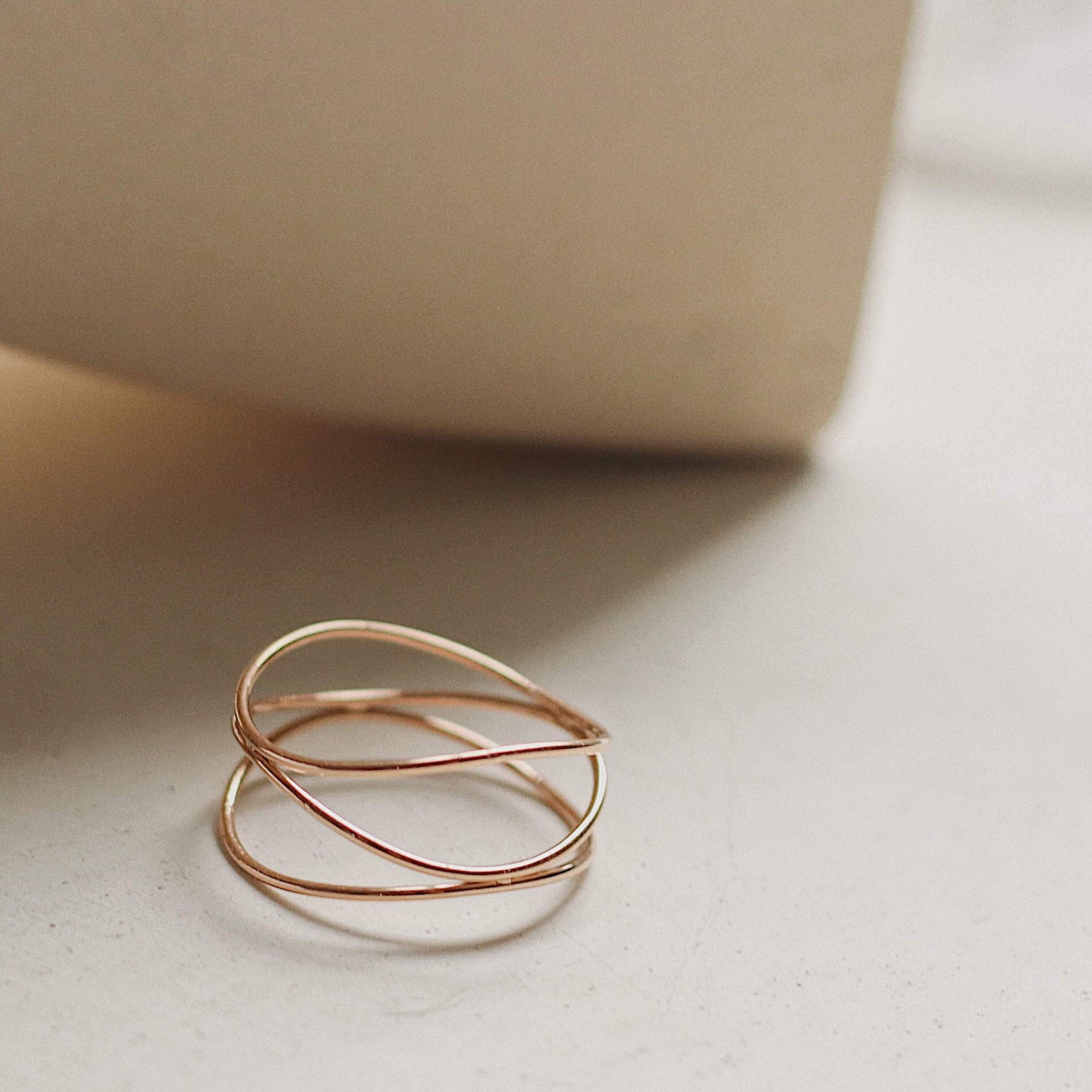 Three-Layer Interwoven Titanium Steel Rose Gold Ring
