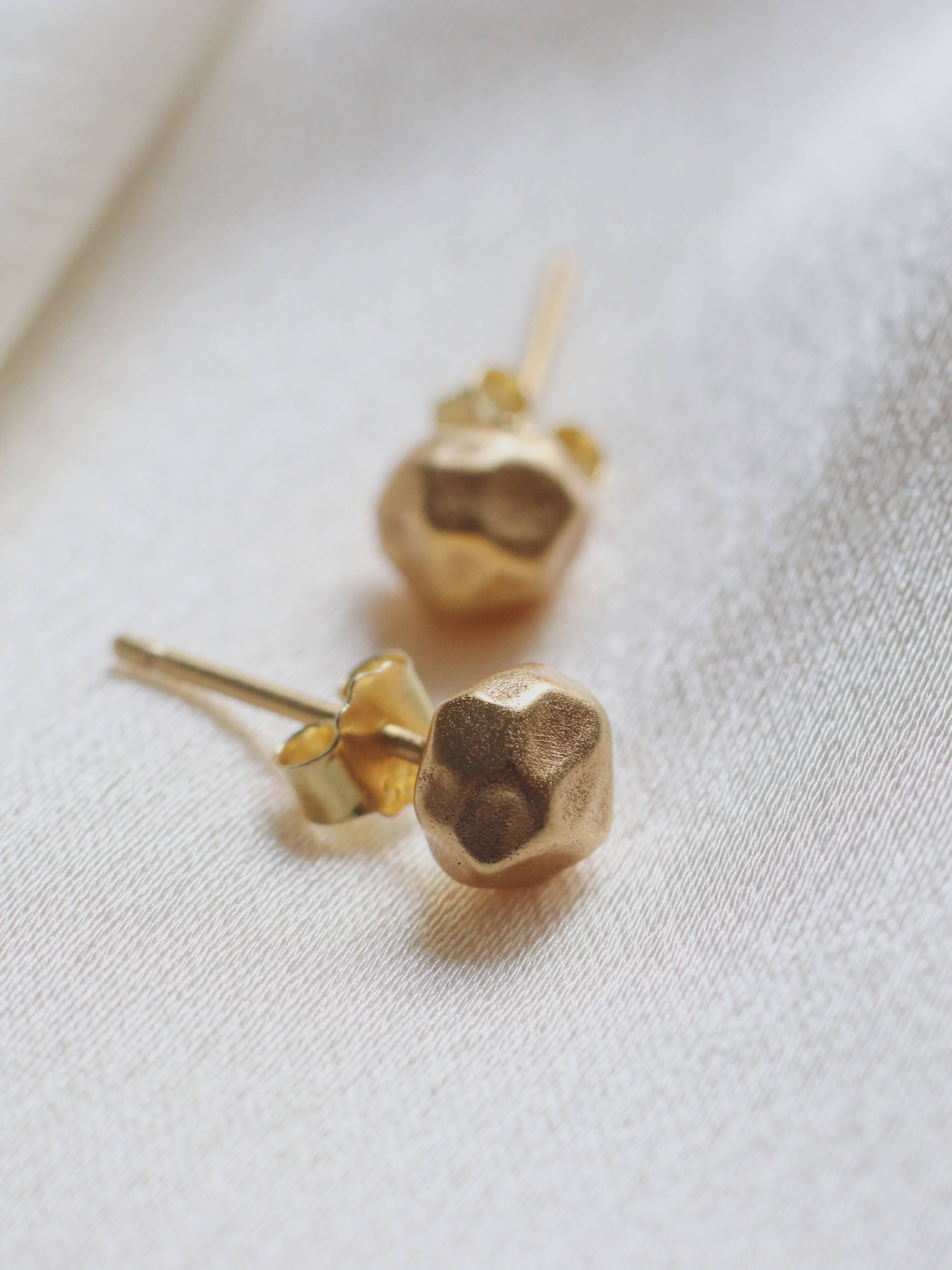 Irregular Texture Pale Gold Stud Earrings