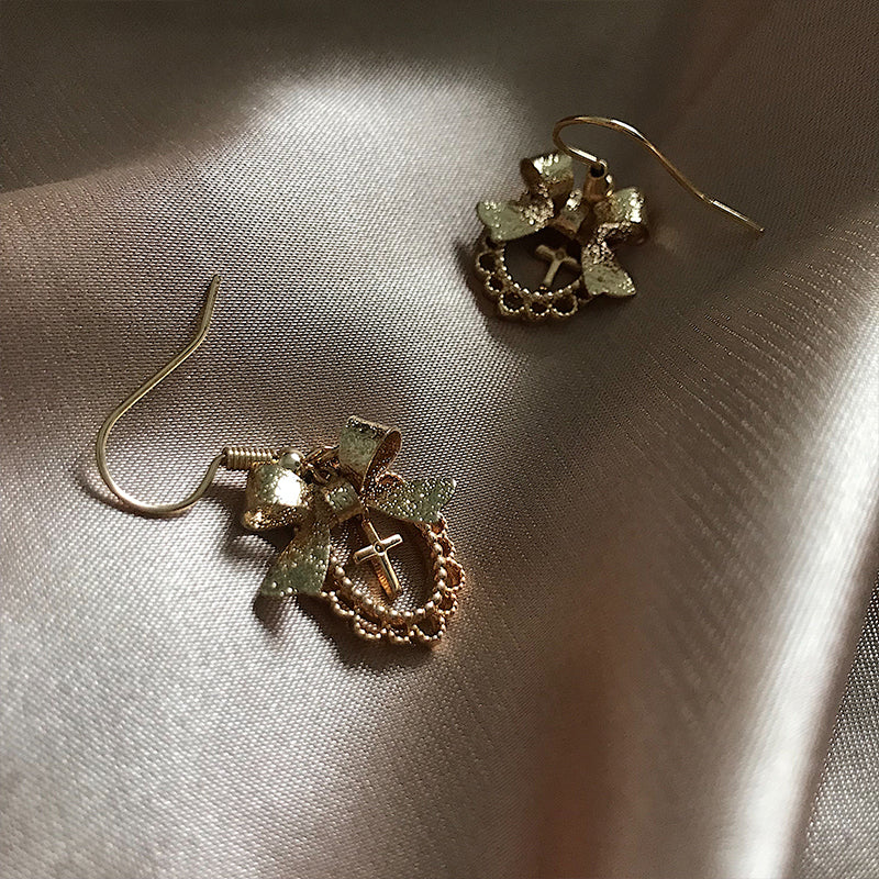 Delicate Lace Cross Handmade Earrings