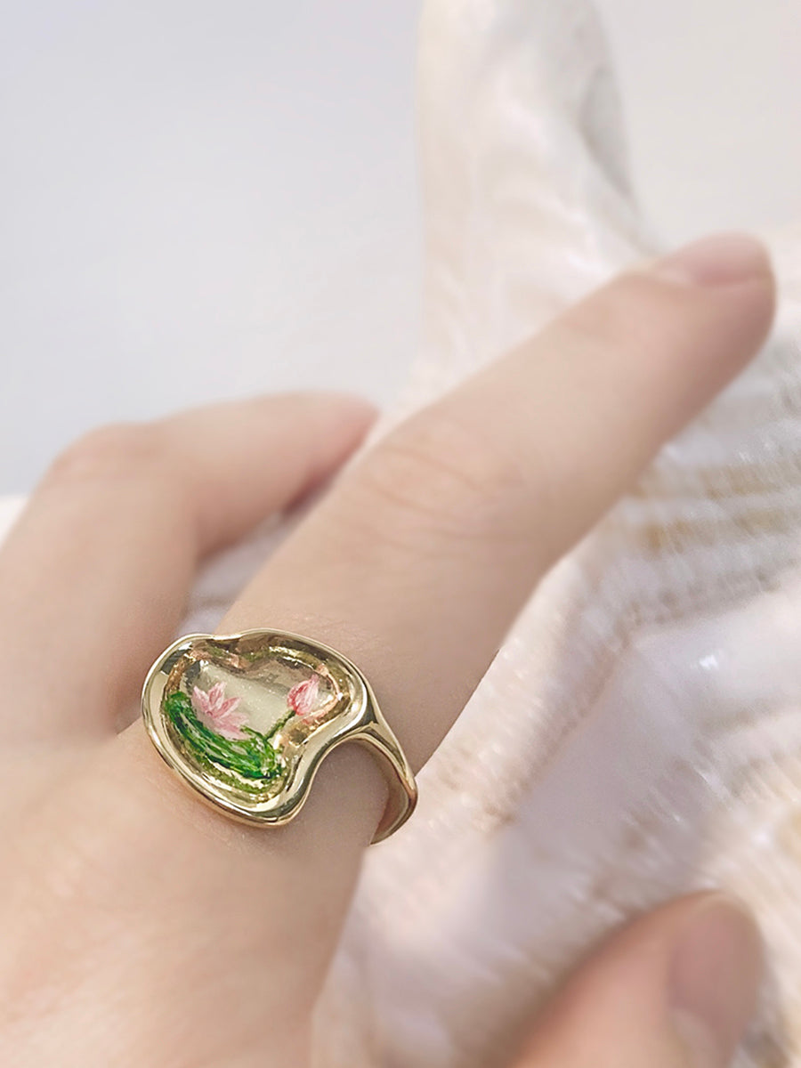 Lotus-14k Gold Vintage Handmade Ring