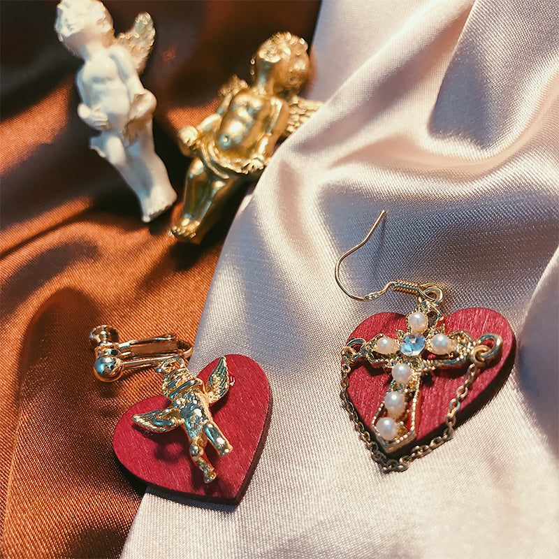 Influencer Program Asymmetric Cross Love & Angel Earrings