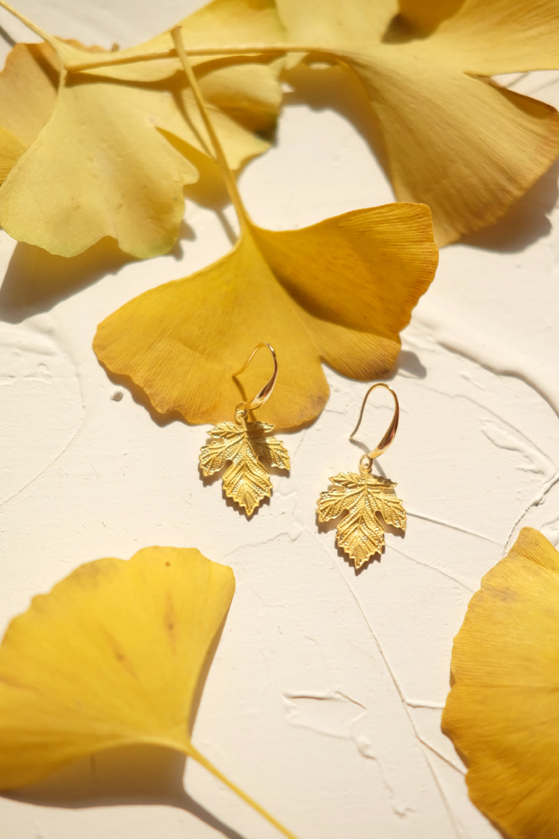 Autumn - Hand Painted Sycamore Leaf Handmade Earrings