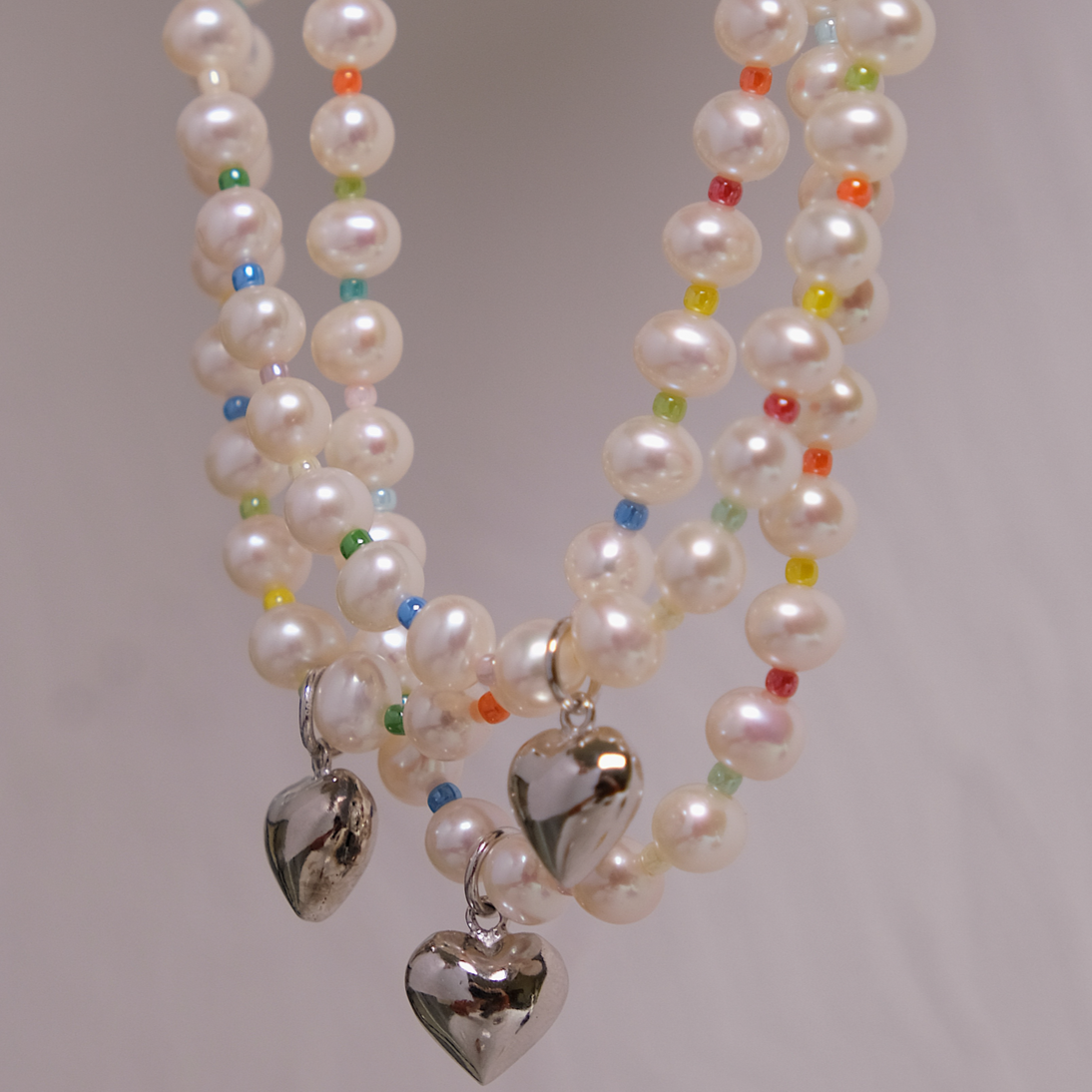 Love Heart Pendant With Freshwater Pearl Handmade Necklace