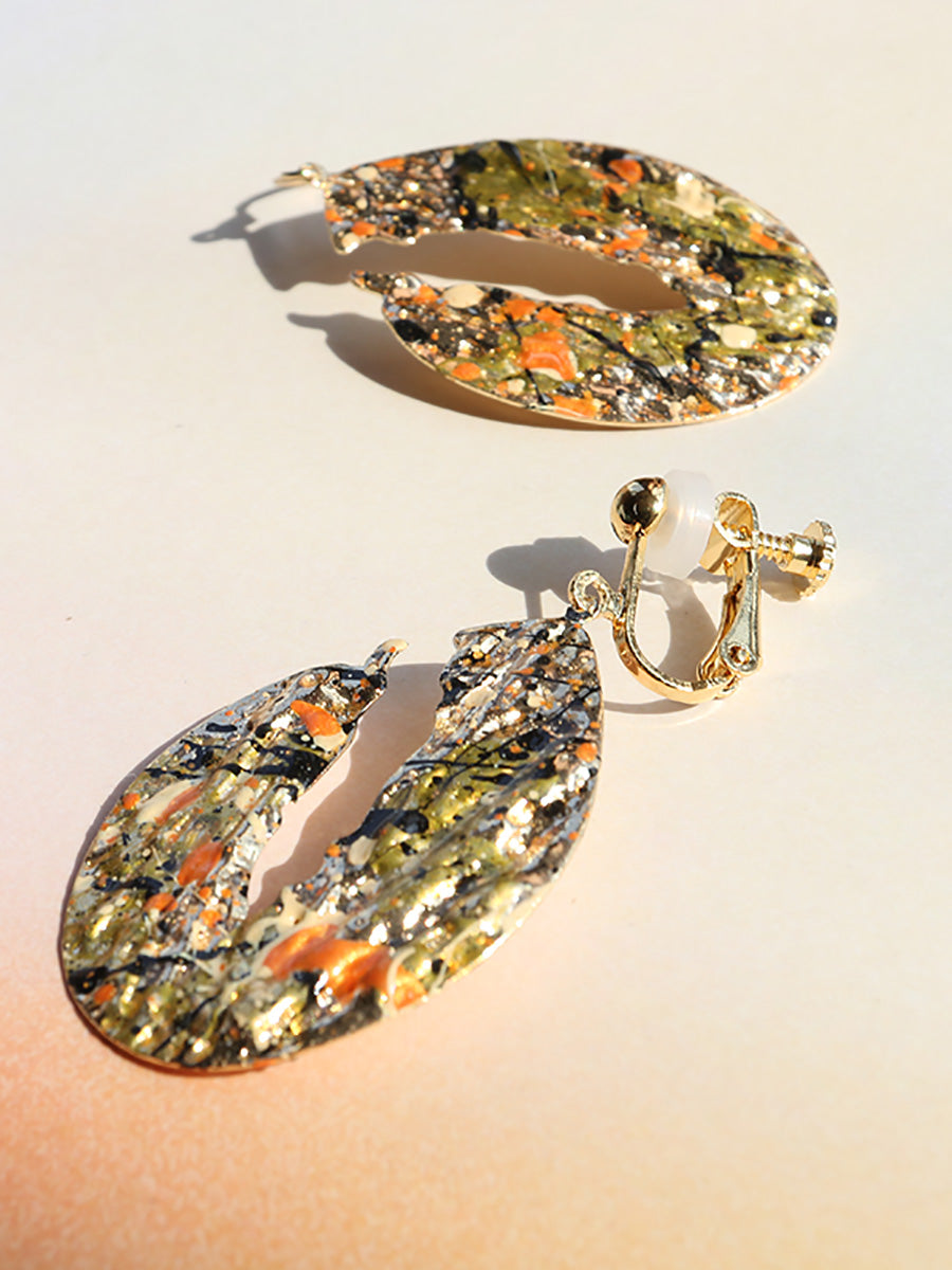 Pollock-Golden Temperament Vintage Handmade Earrings