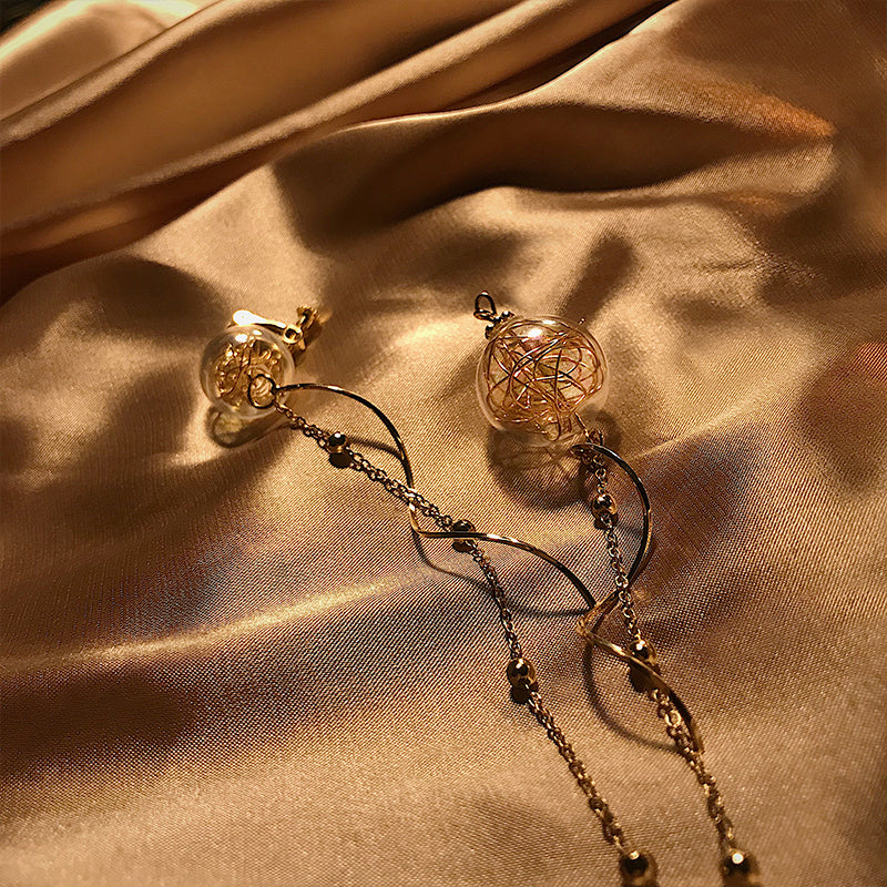 Asymmetric Glass Ball Handmade Earrings