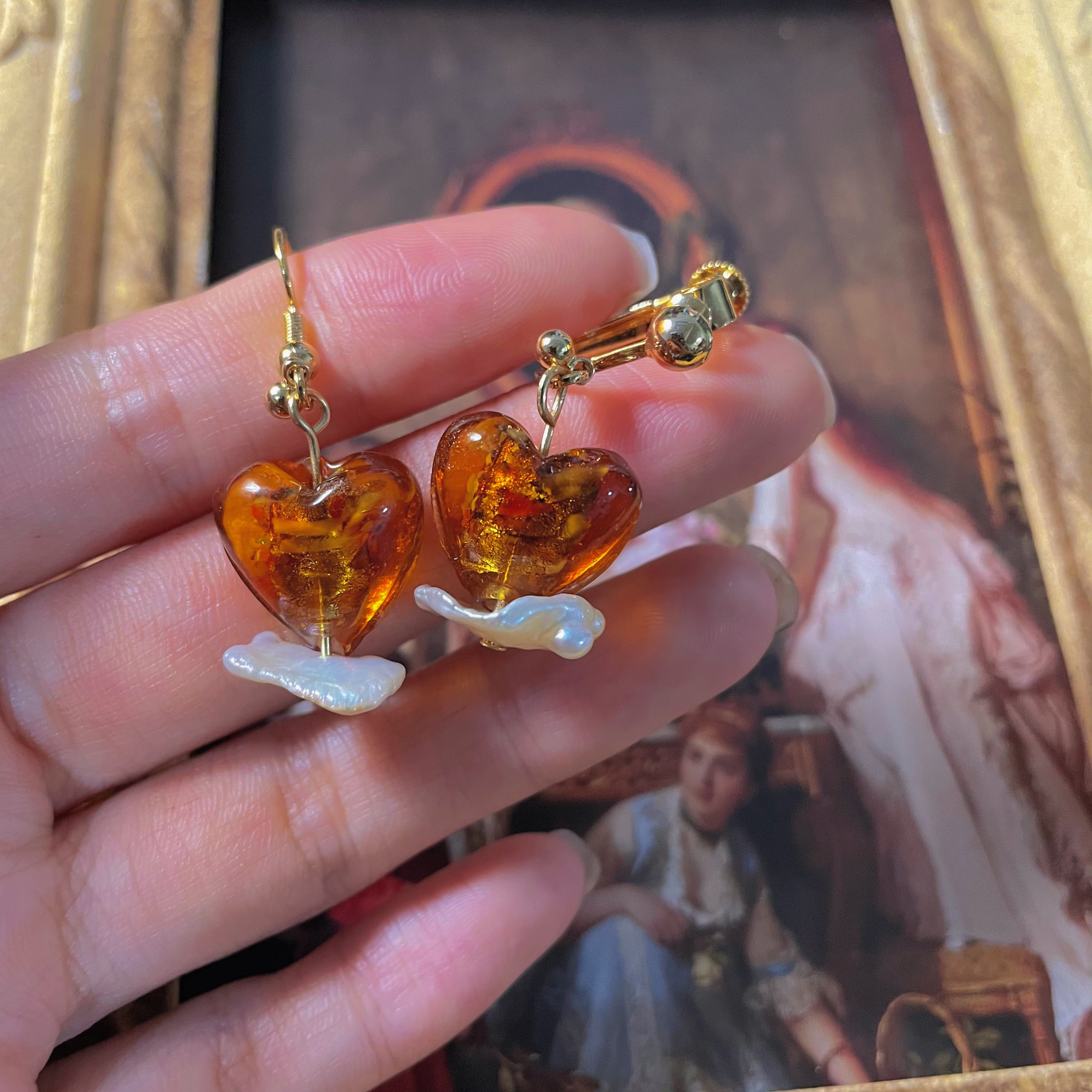Handmade Glass Beads Ear Clips