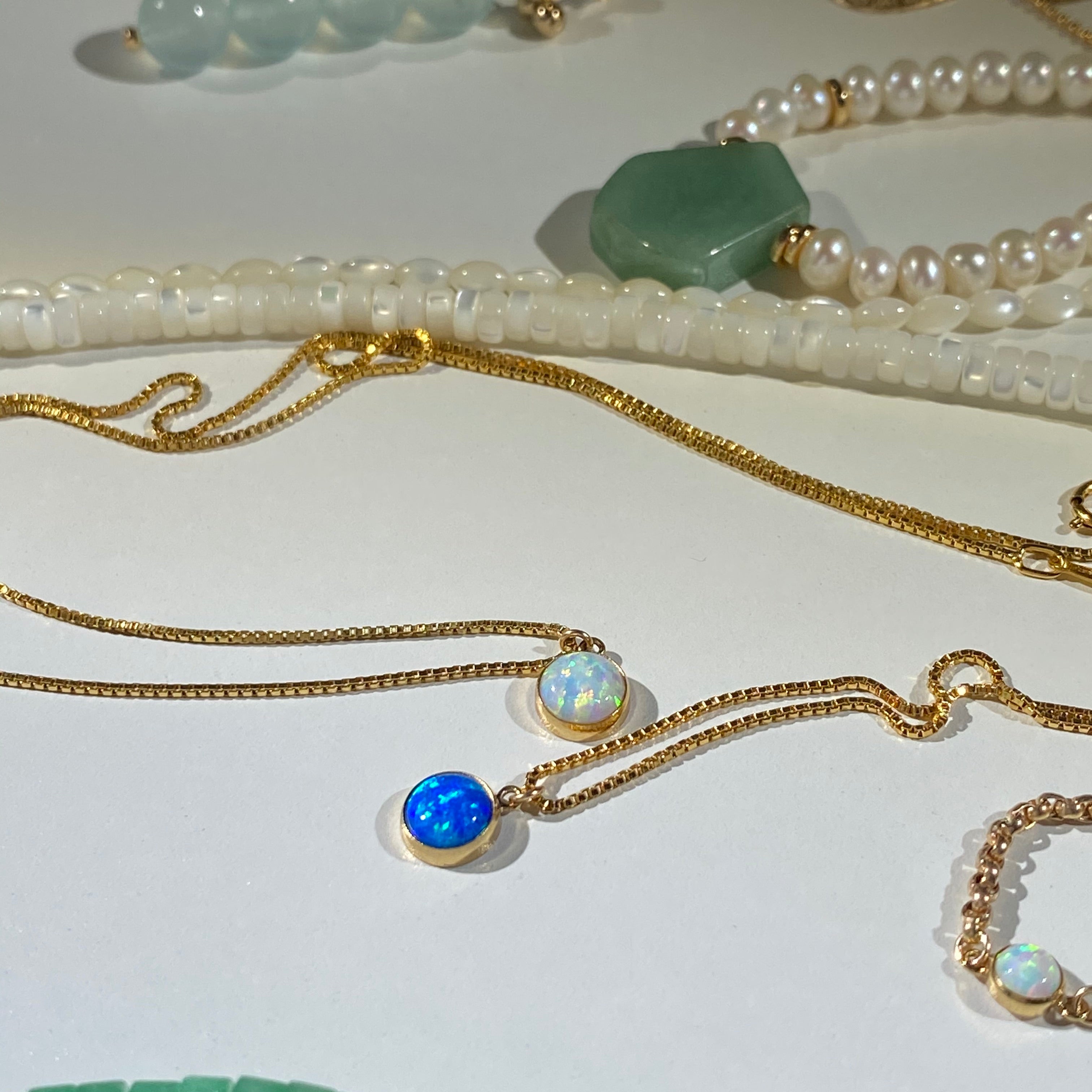 14k Gold Handmade Injection Chain Opal Necklace