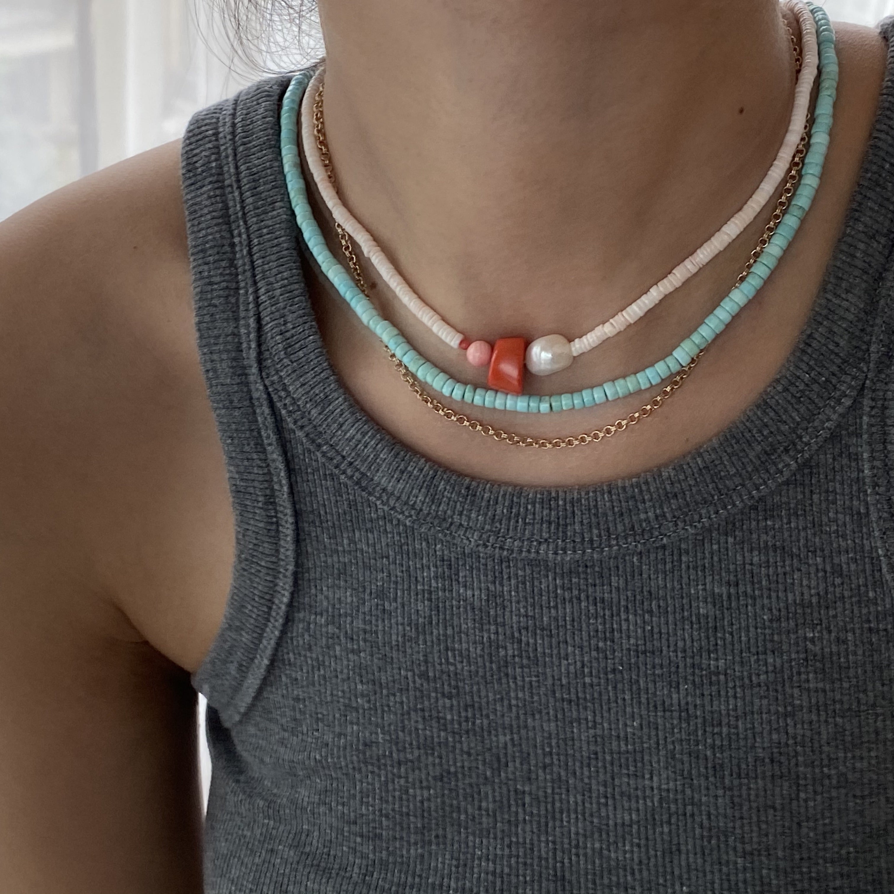 Influencer Program Light Blue Turquoise Natural Pearl Necklace