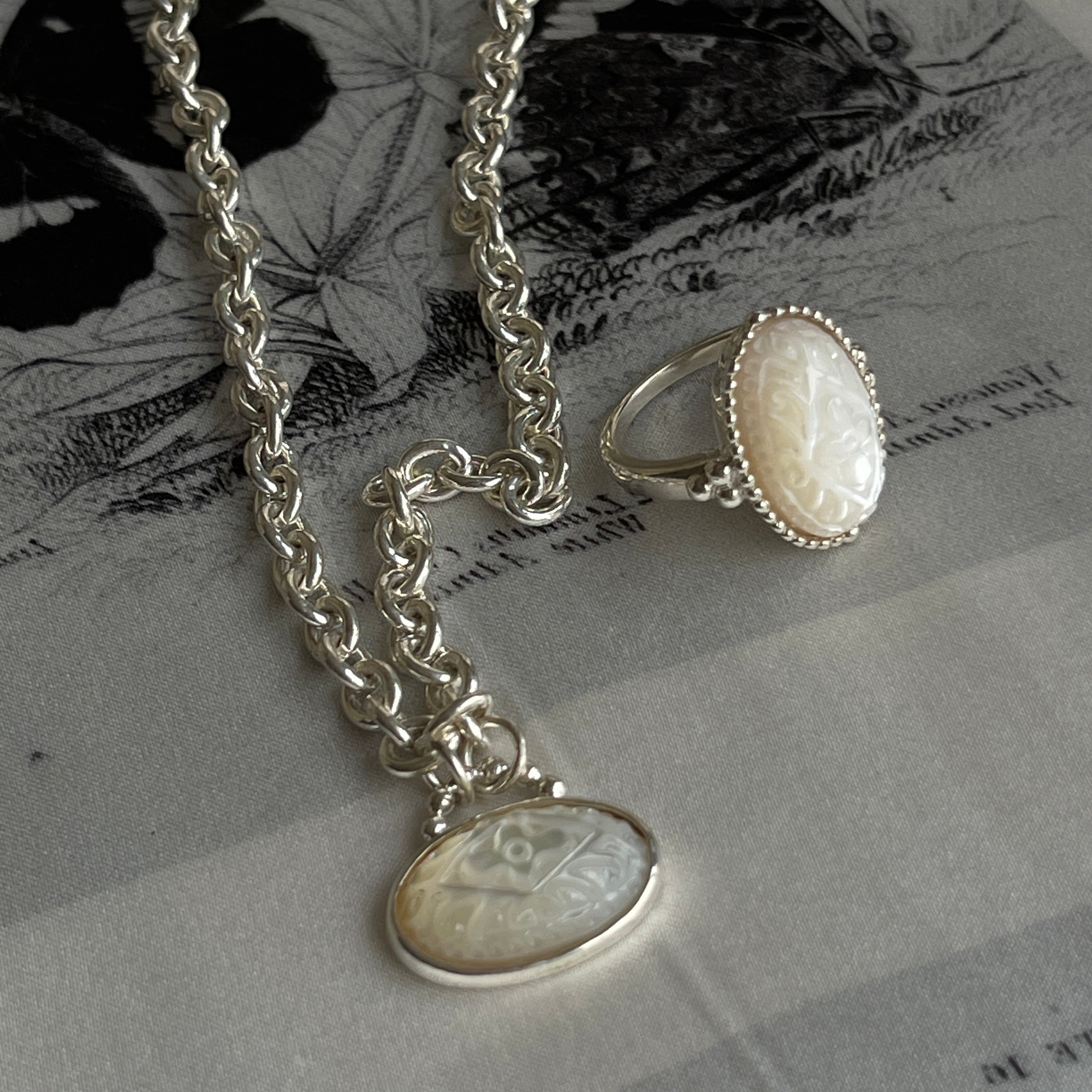 S925 silver & Natural White Butterfly Shell Handmade Necklace