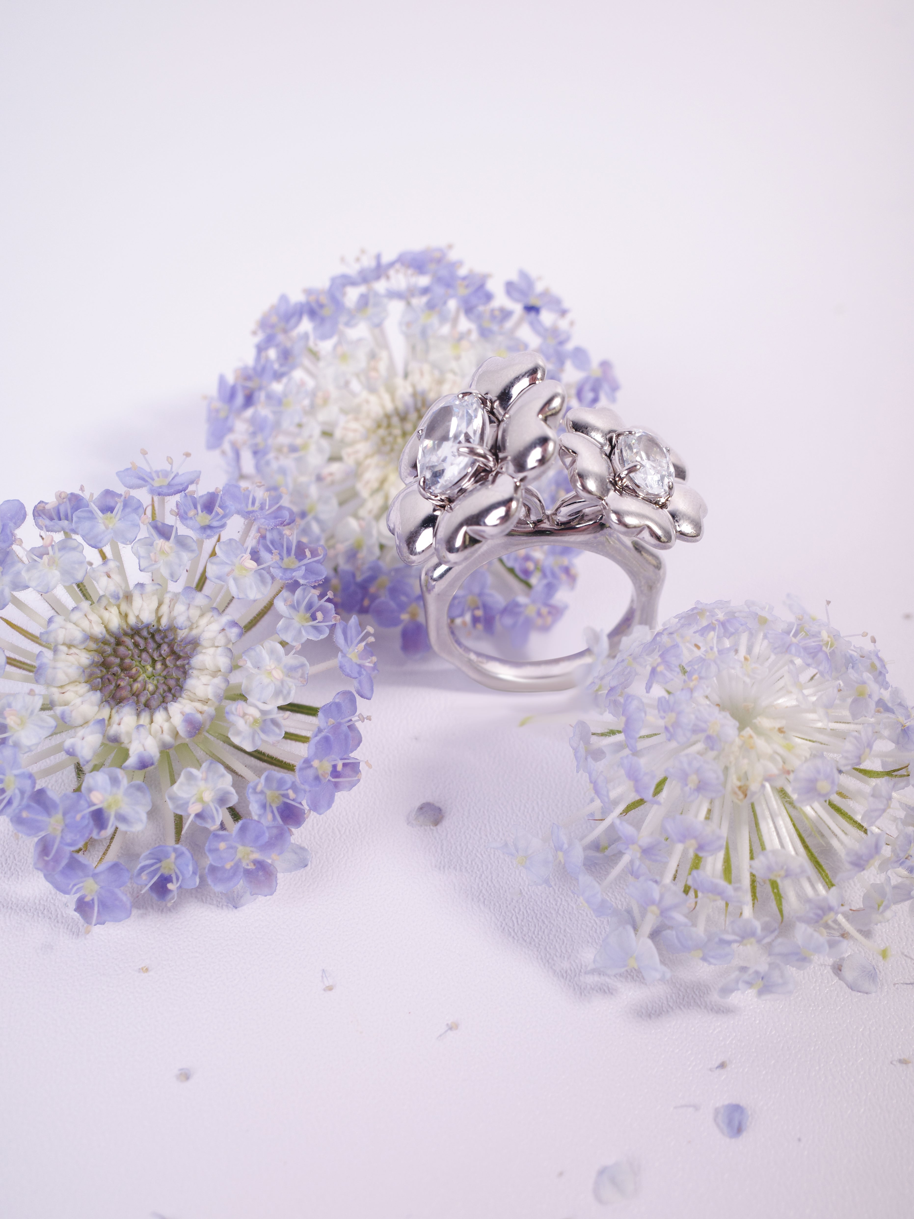Original Design New Chinese Style Flower/Peach Blossom/Vase Zircon Exquisite Handmade Ring