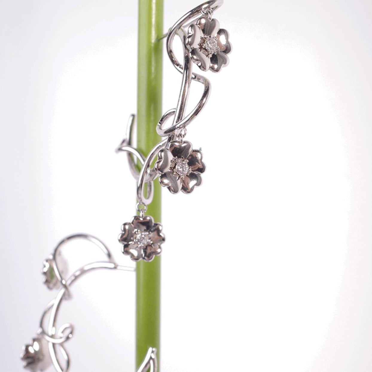 Original Design Flower/Peach Blossom Fashion Exaggerated 925 Silver Stud Handmade Earrings