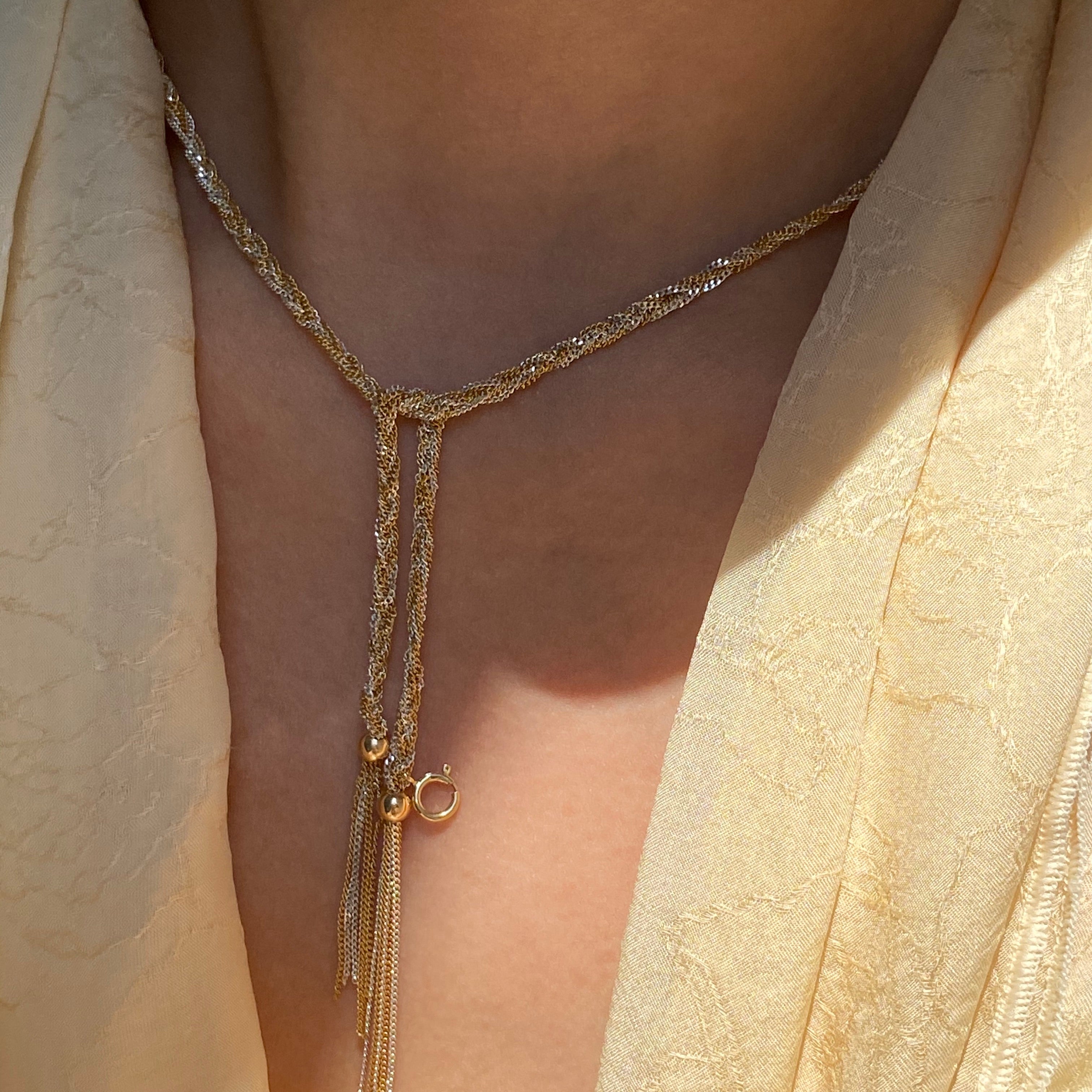 Hand-Woven 14k Gold And Silver Tassel Necklace