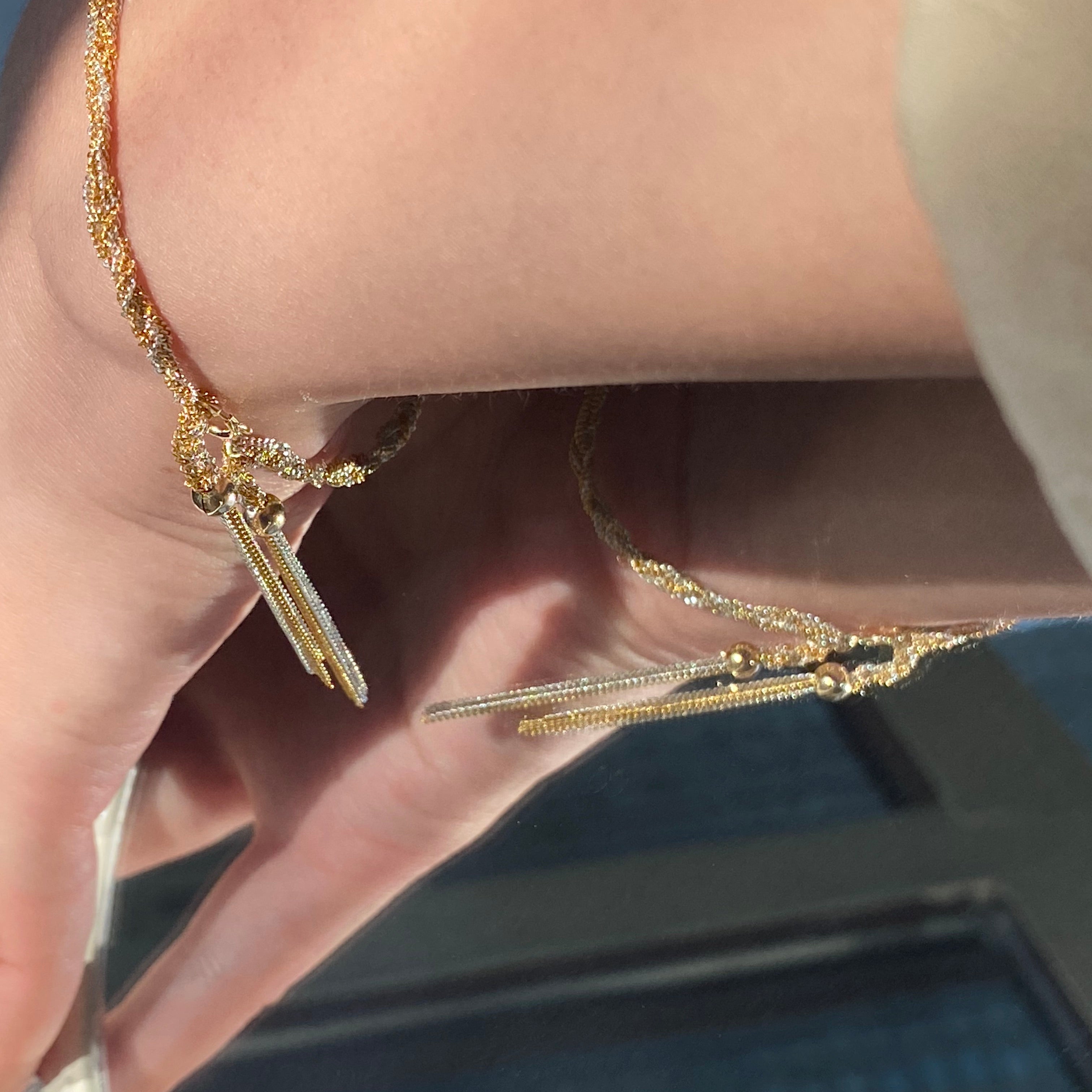 Hand-Woven 14k Gold And Silver Tassel Bracelet