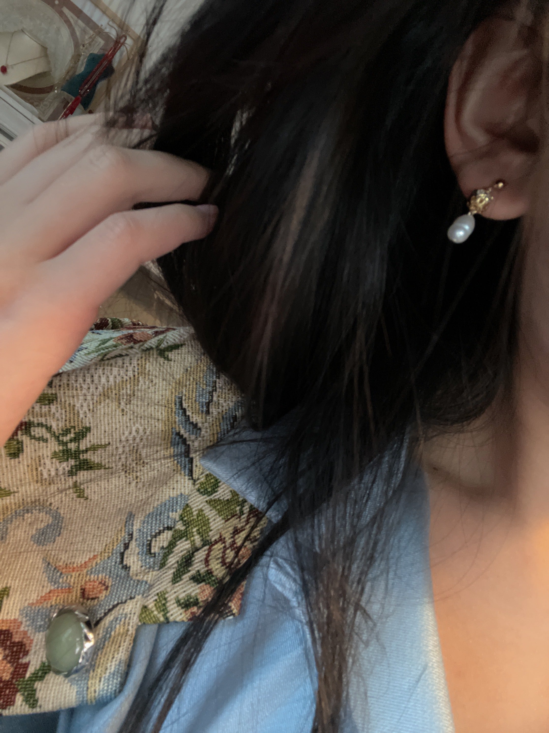 Influencer Program 14k Gold Vintage Natural Baroque Pearl Earrings
